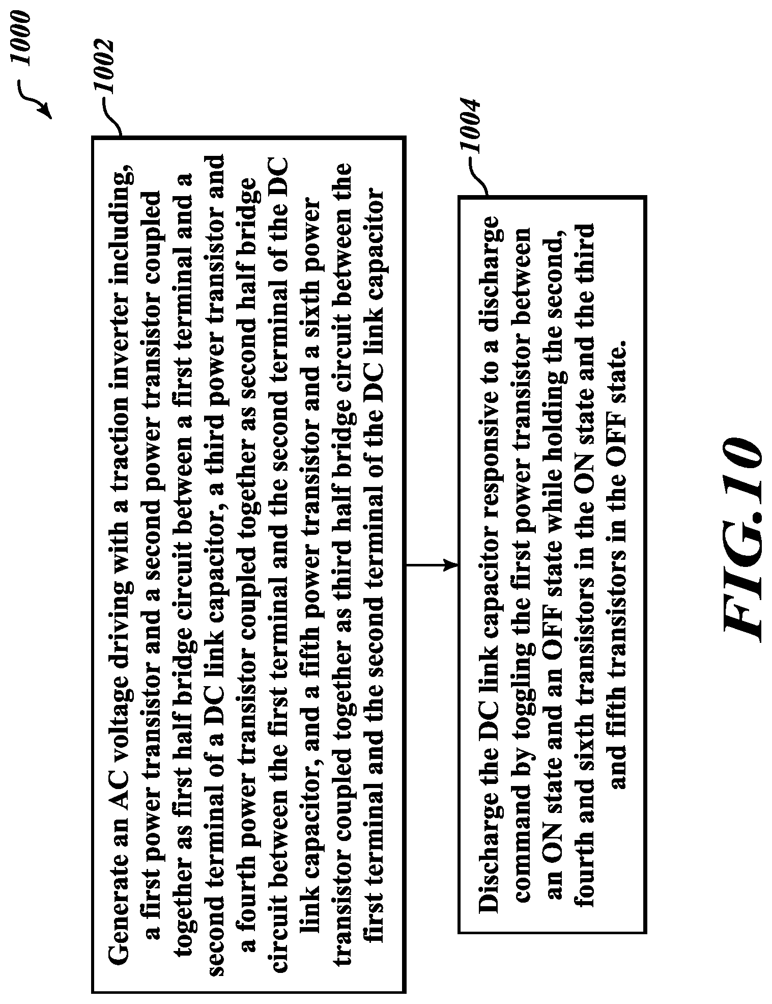 Patent US12445076 Figure 10 – Traction inverter DC-link active discharge method