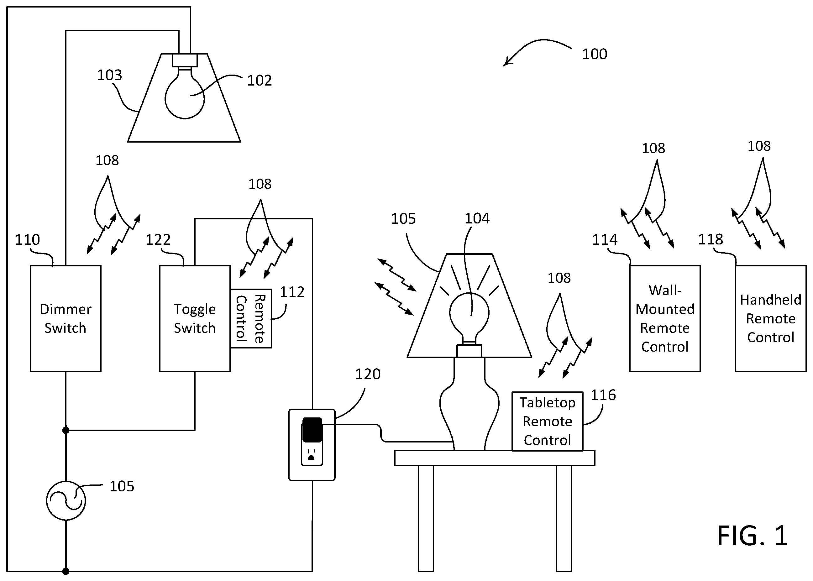 Patent US12445077 — Load control device having an illuminated rotary knob — Figure 1