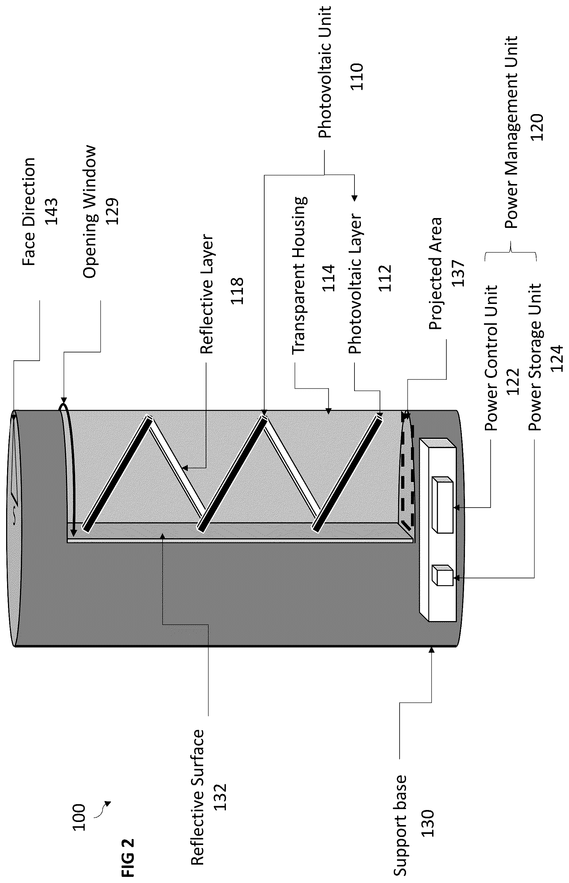 Patent US12445086 Figure 2 – Three-dimensional photovoltaic charging system