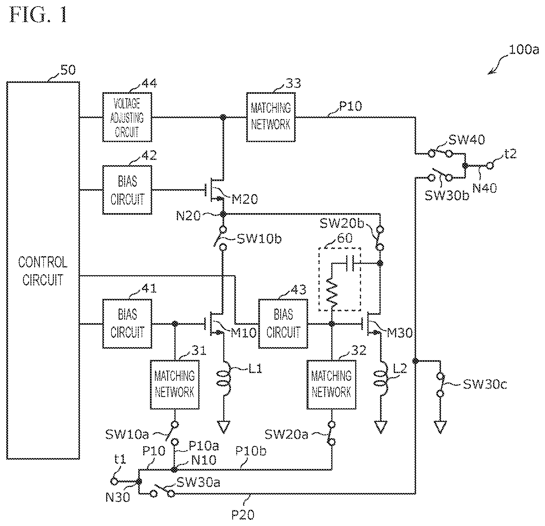 Patent US12445095 Figure 1 – Amplification circuit