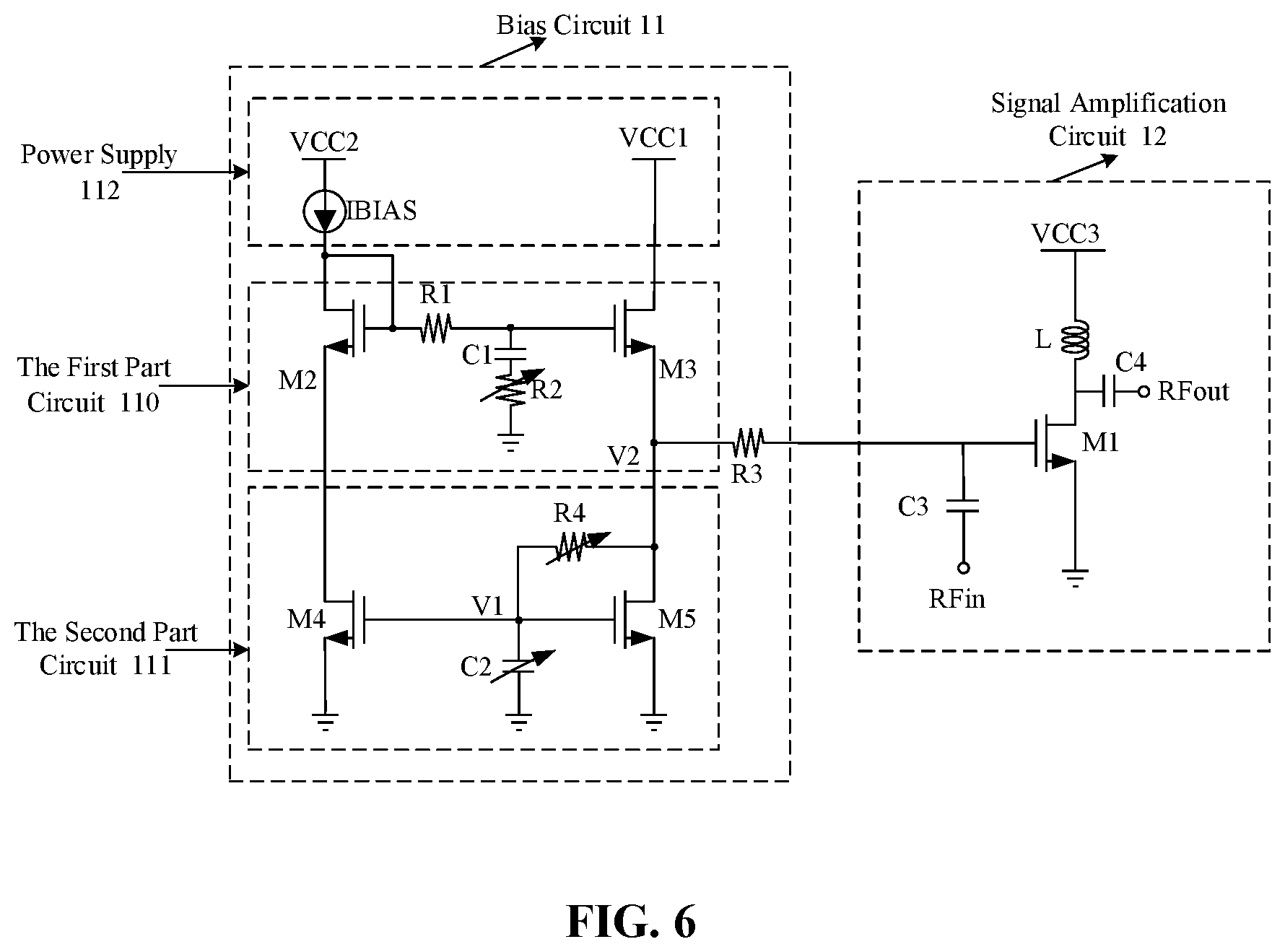 Patent US12445099 Figure 6 – Bias circuit of power amplifier, device and equipment