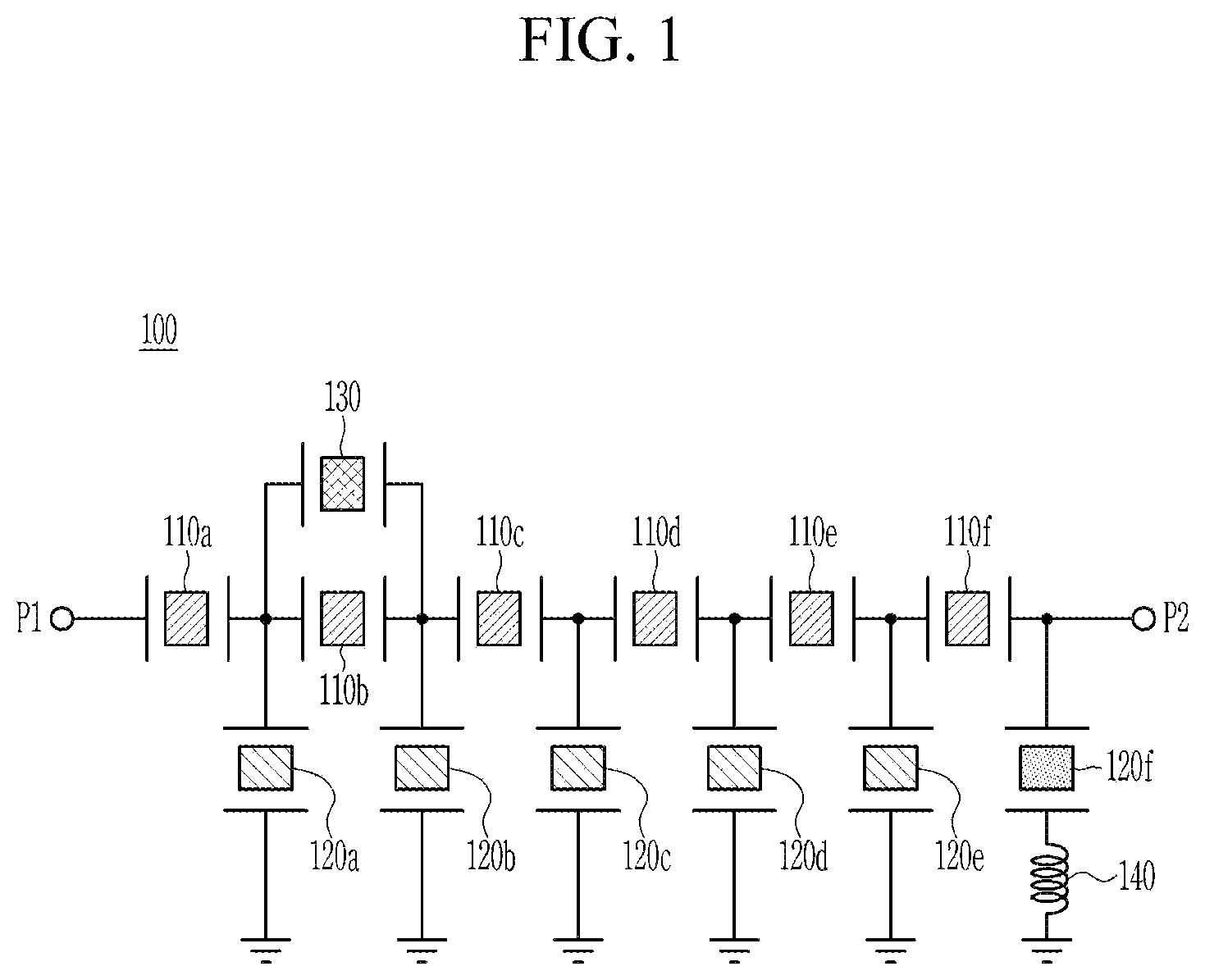 Patent US12445110 Figure 1 – Acoustic wave filter