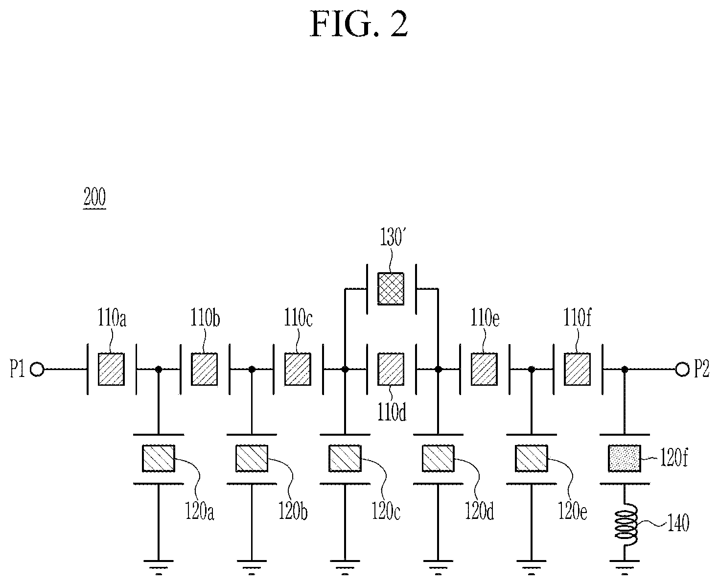 Patent US12445110 Figure 2 – Acoustic wave filter