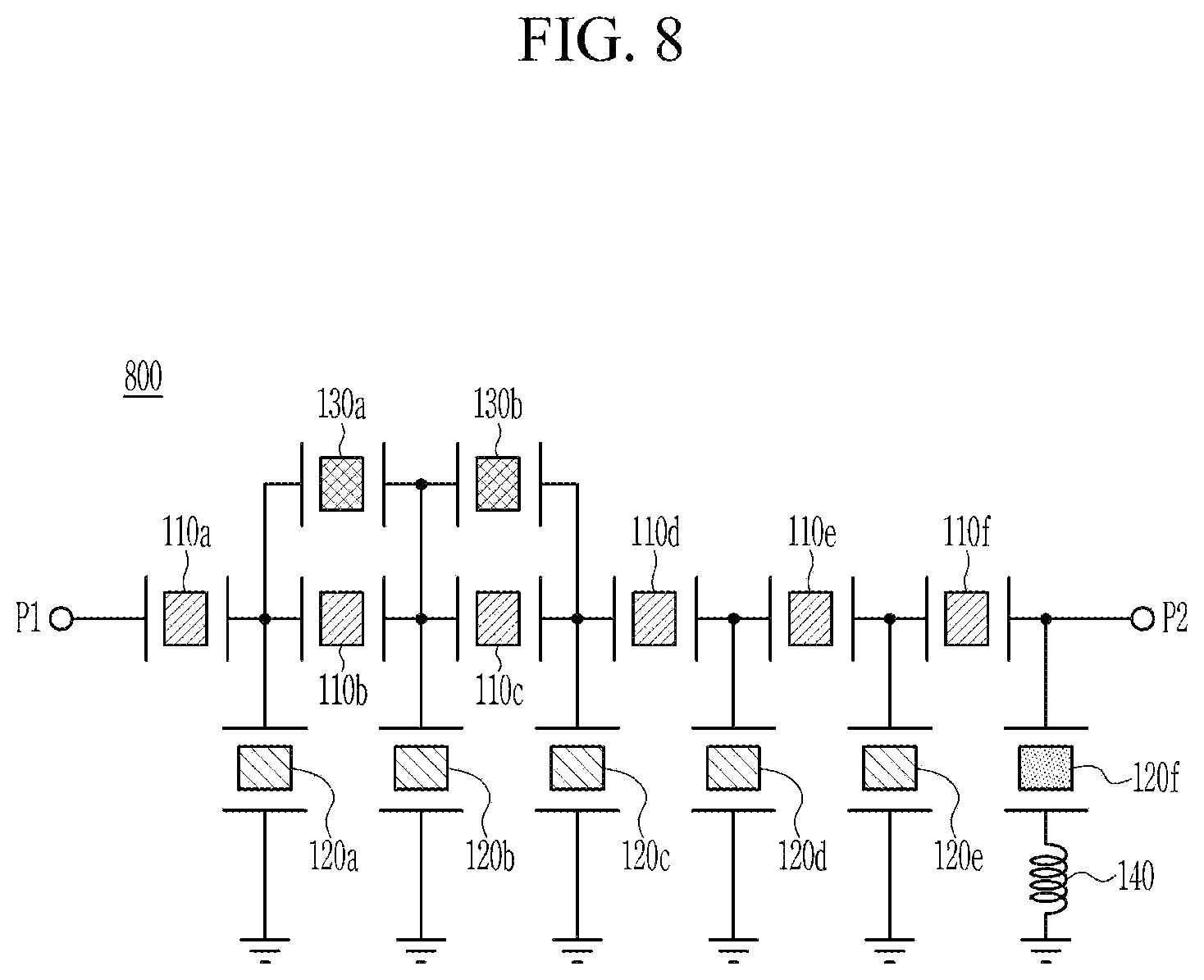 Patent US12445110 Figure 8 – Acoustic wave filter