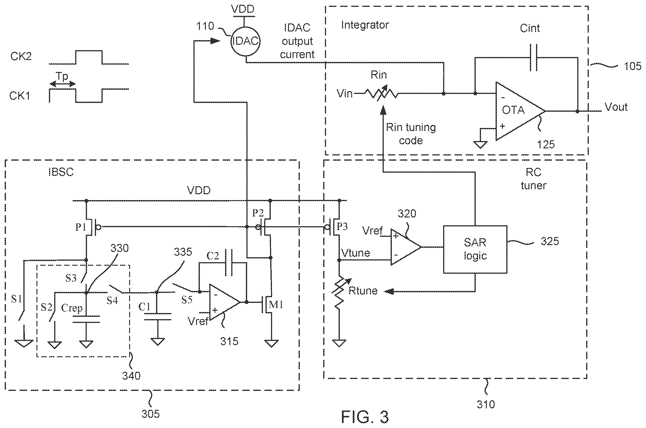 Patent US12445143 Figure 3 – Analog-to-digital converter having time-constant tuning with pulse-width-based reference current and resistance searching