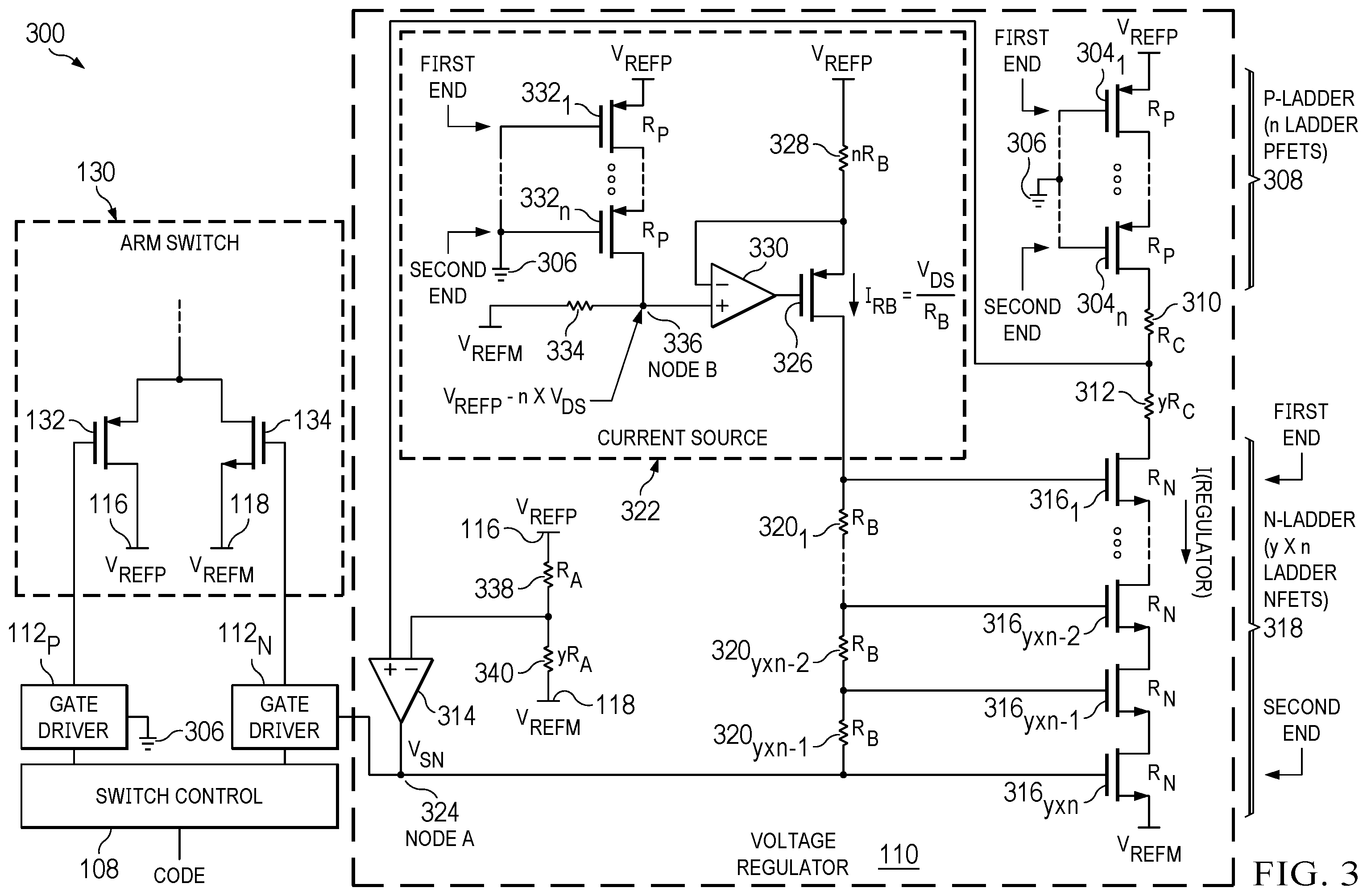 Patent US12445145 Figure 3 – Voltage regulator for switch control