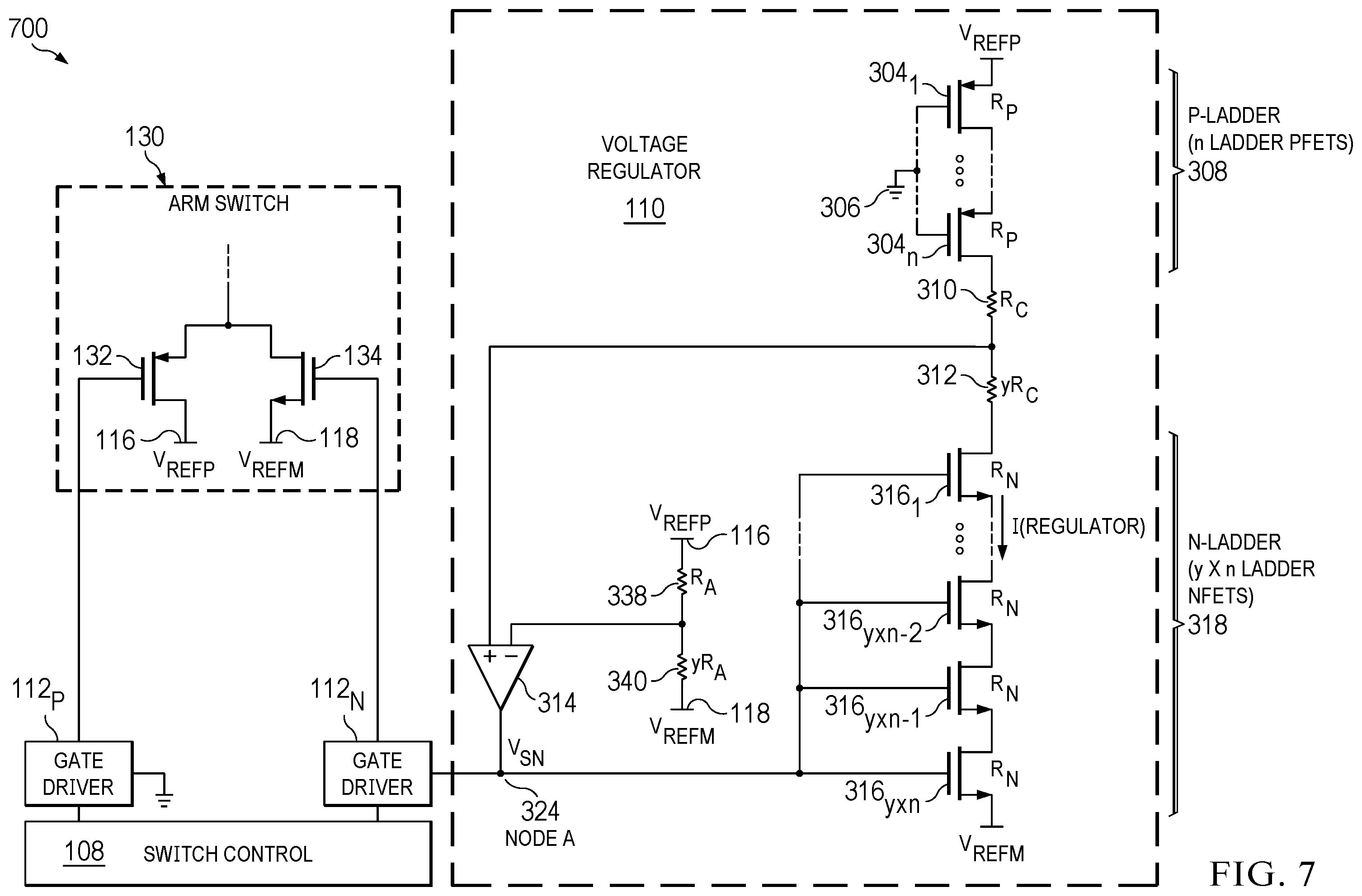 Patent US12445145 Figure 8 – Voltage regulator for switch control