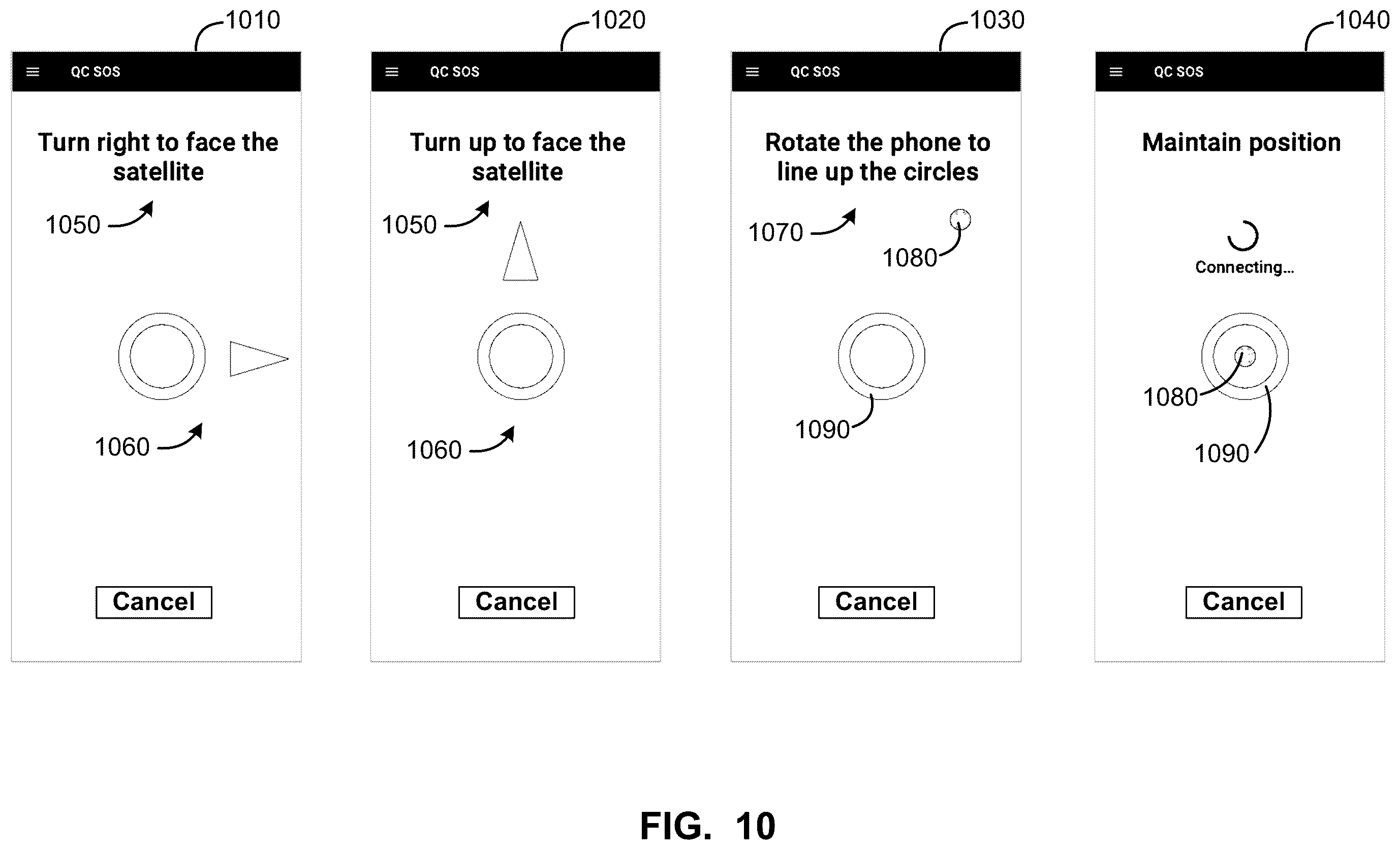 Patent US12445192 Figure 10 – Mobile device orientation guidance for satellite-based communications