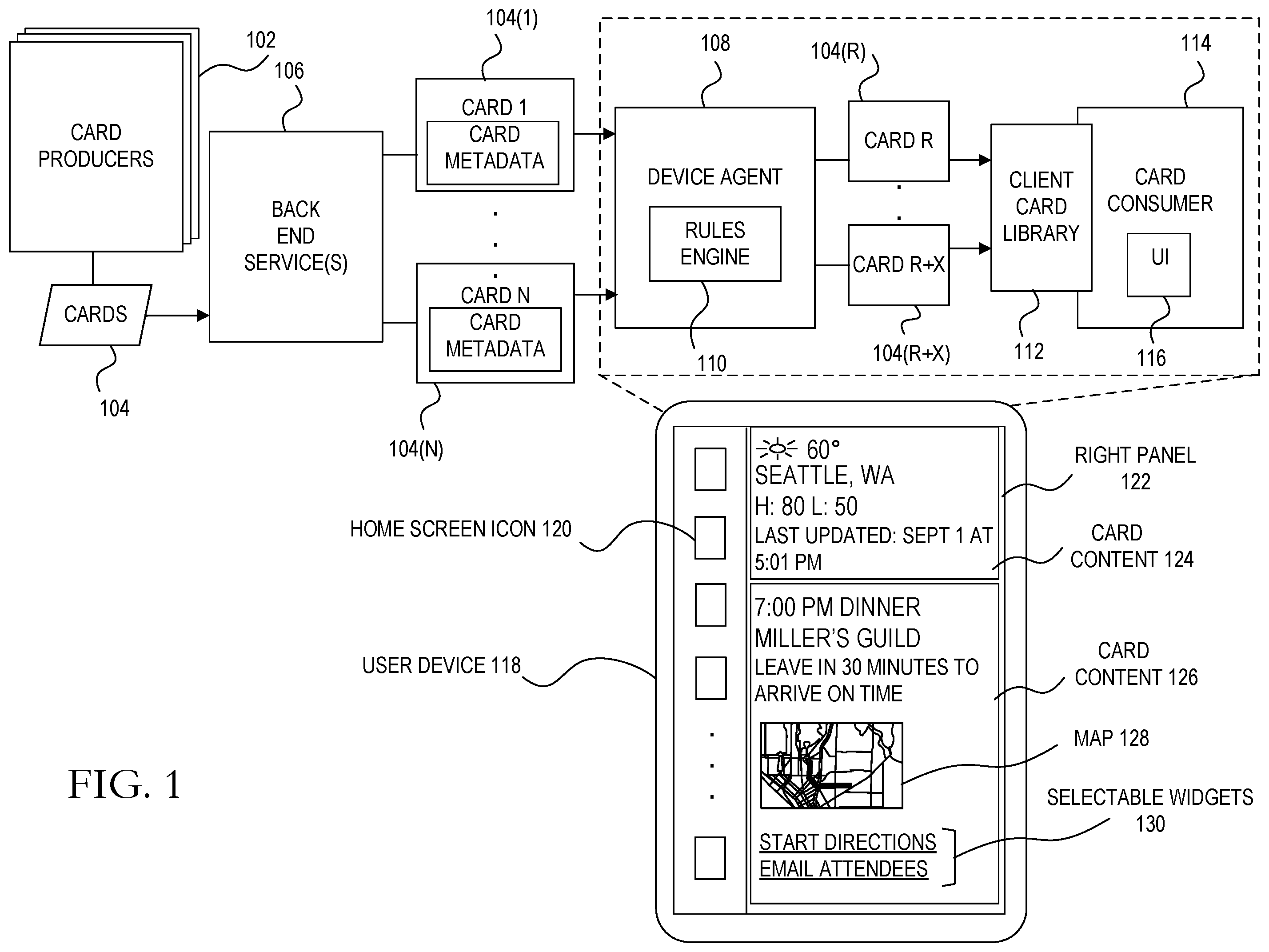 Patent US12445398 Figure 1 – Determining contextually relevant application templates associated with electronic message content