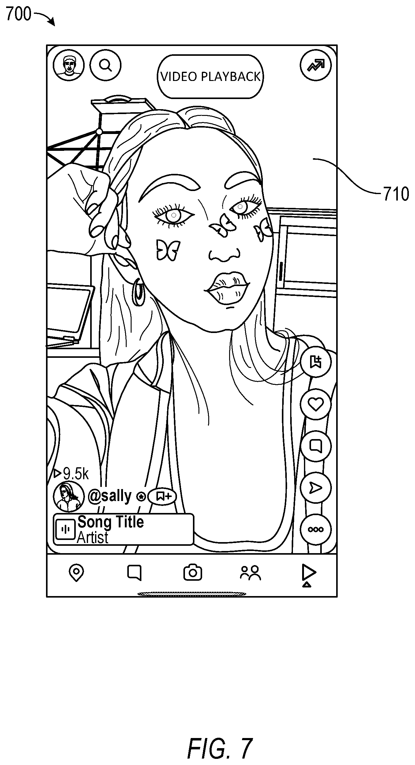 Patent US12445686 Figure 7 – Video sharing system