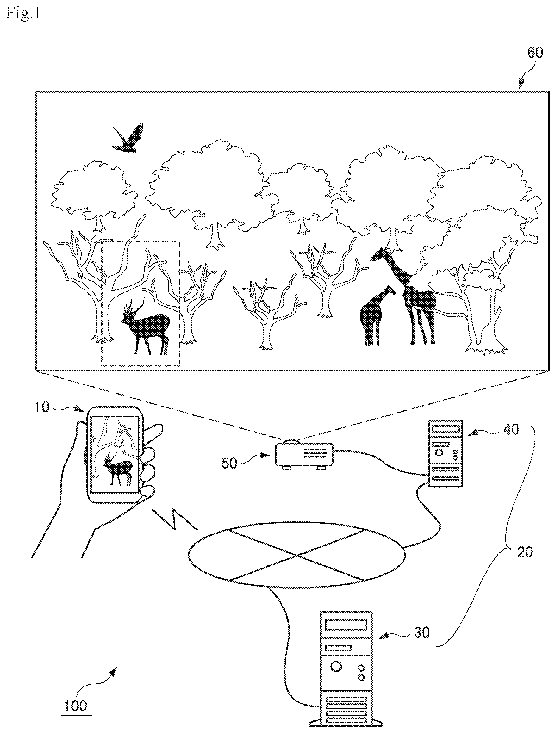 Patent US12445708 Figure 1 – System for controlling display device on basis of identified capture range