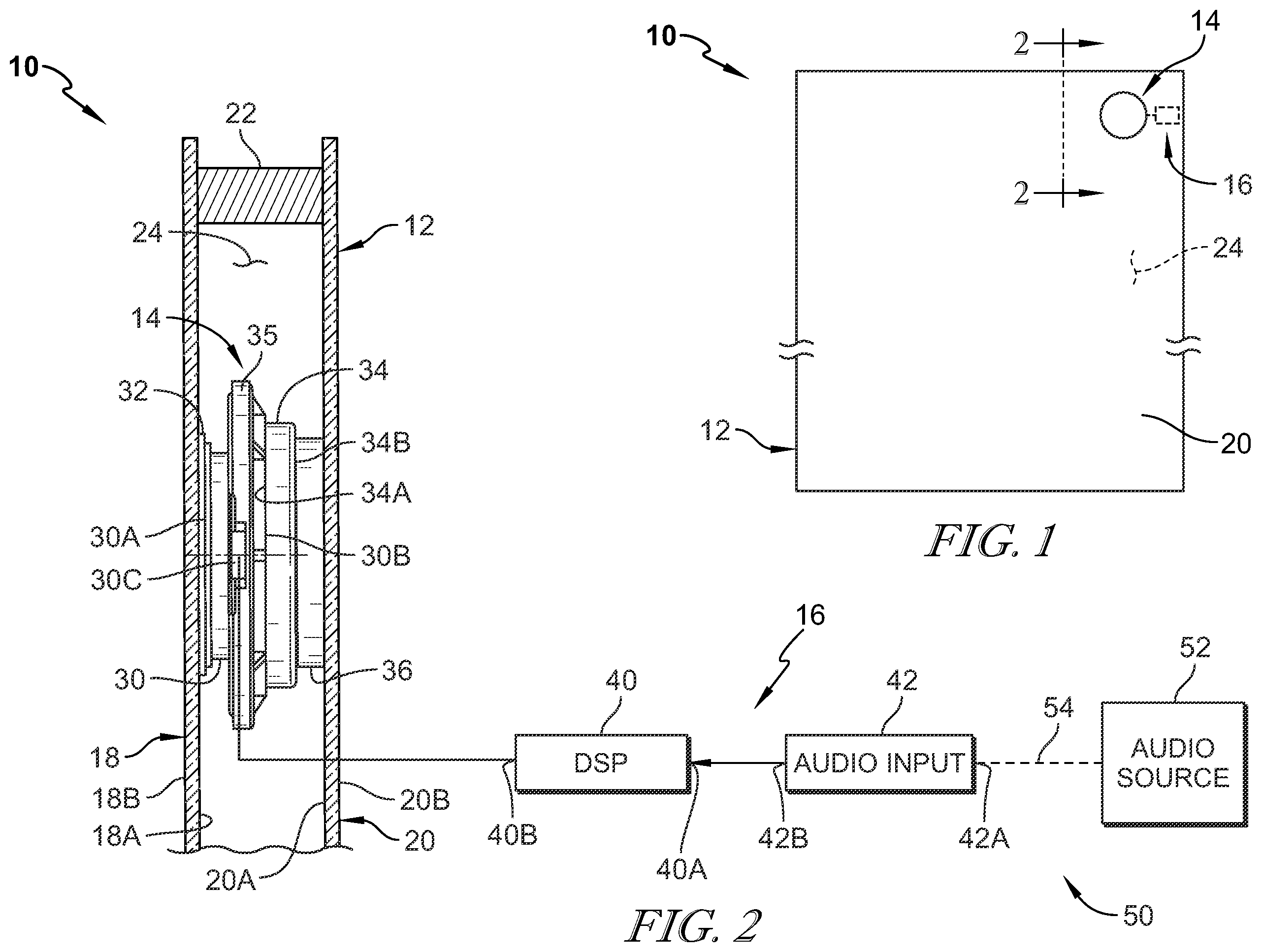 Patent US12445757 Figure 1 – Insulated glass unit with integrated audio speaker