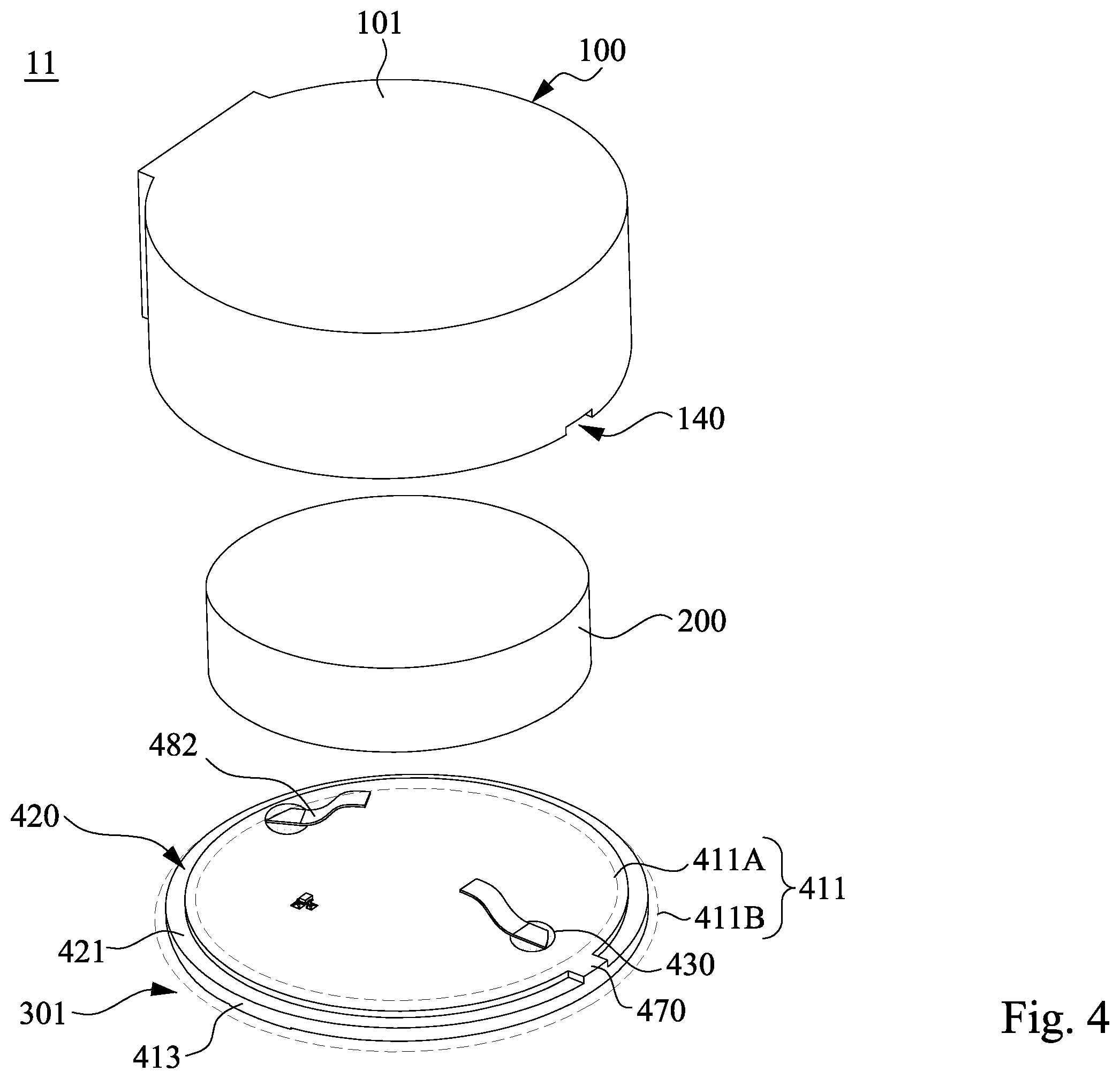 Patent US12445770 Figure 4 – Electroacoustic device and its circuit-board end cover