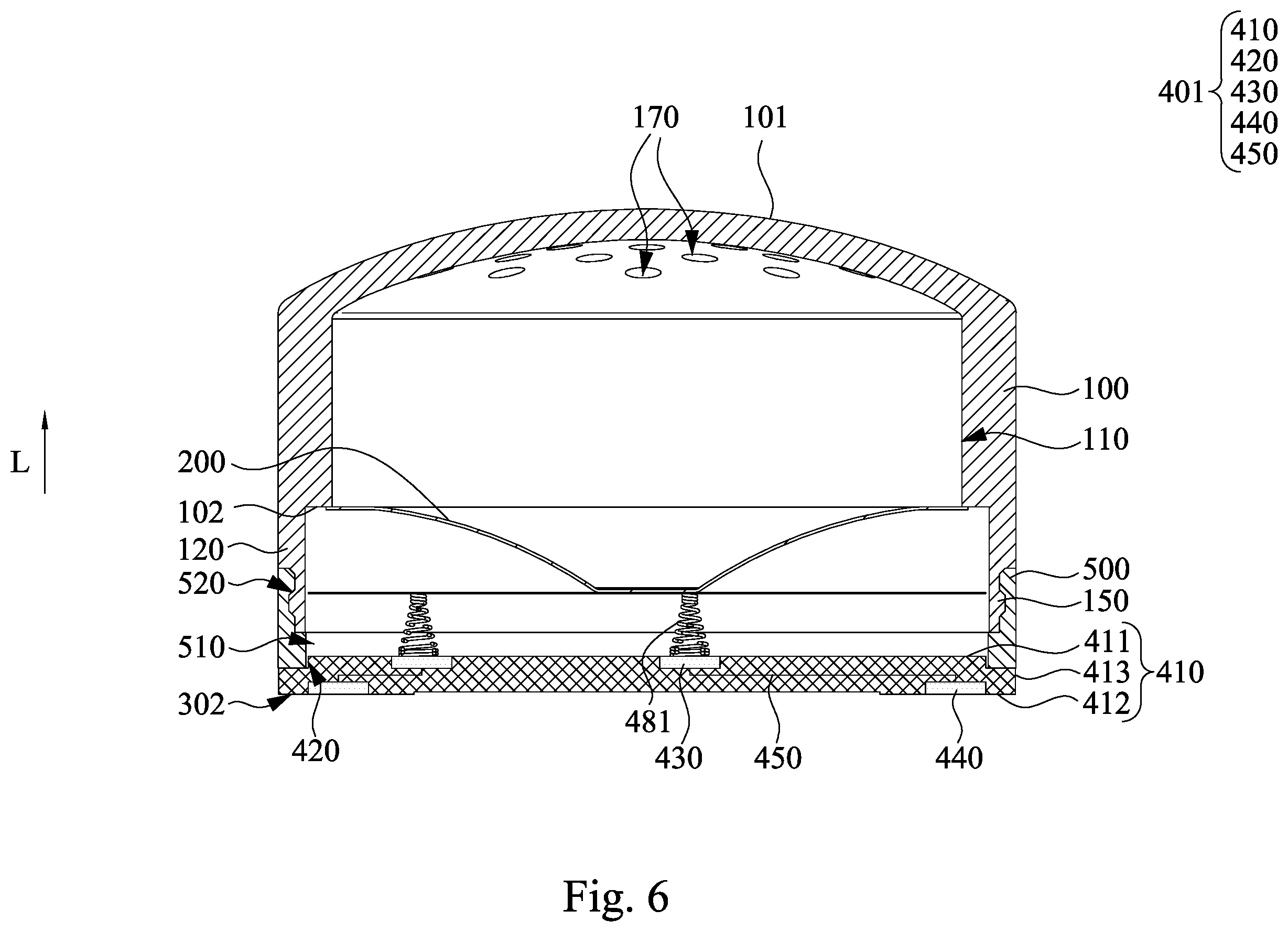 Patent US12445770 Figure 6 – Electroacoustic device and its circuit-board end cover