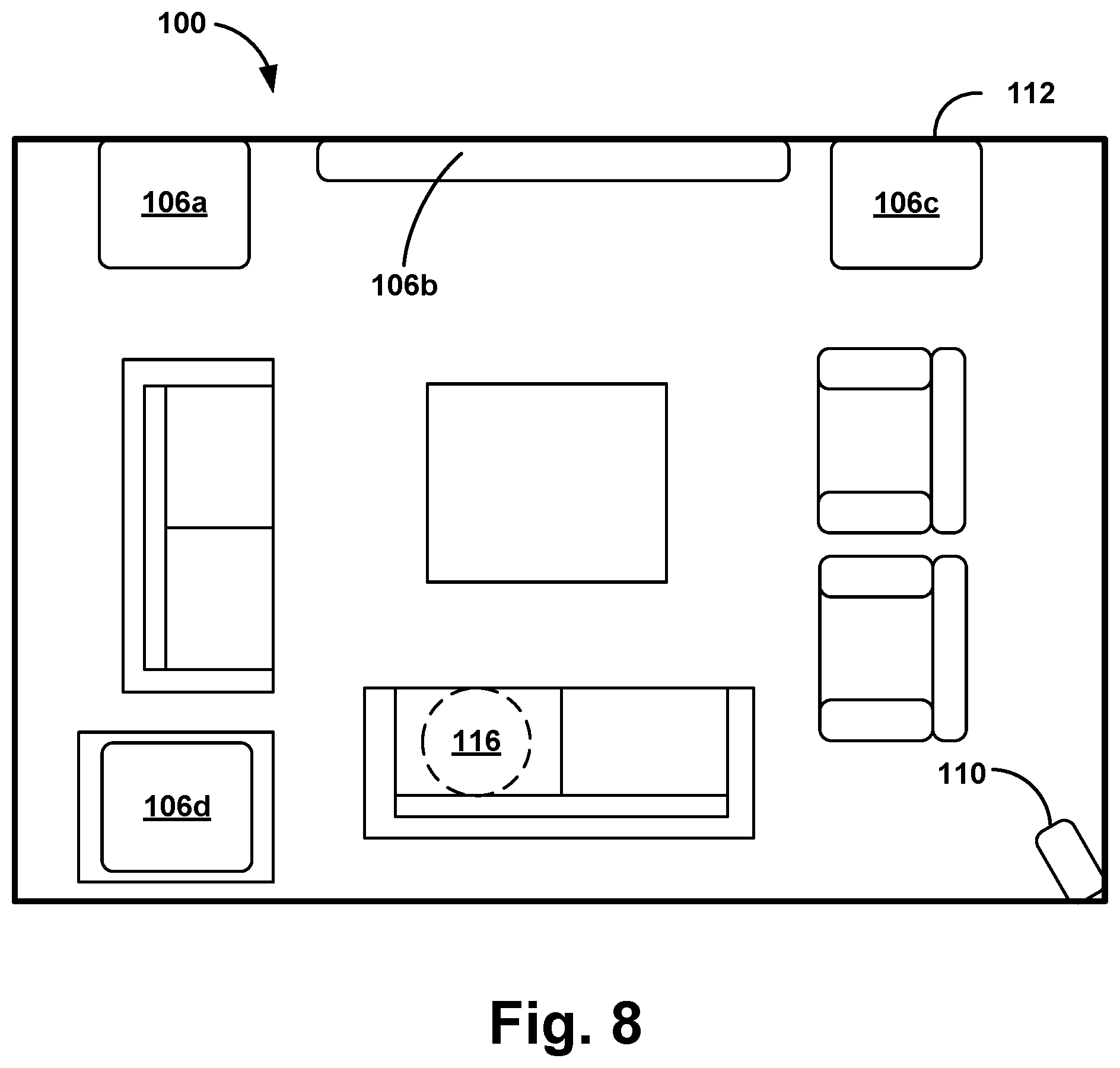 Patent US12445795 Figure 8 – Audio system with dynamic audio setting adjustment feature