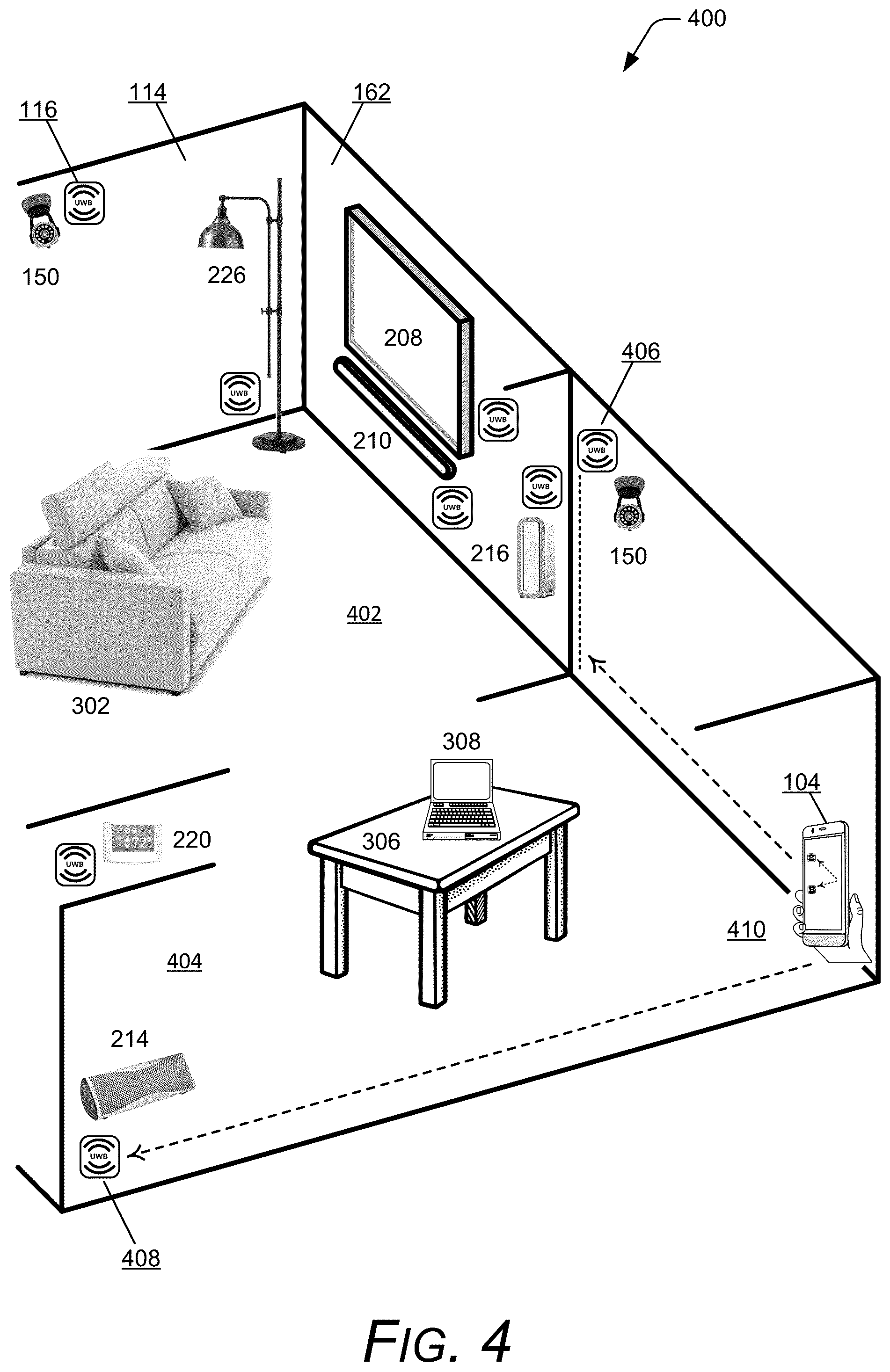 Patent US12445803 Figure 4 – Uwb automation experiences controller