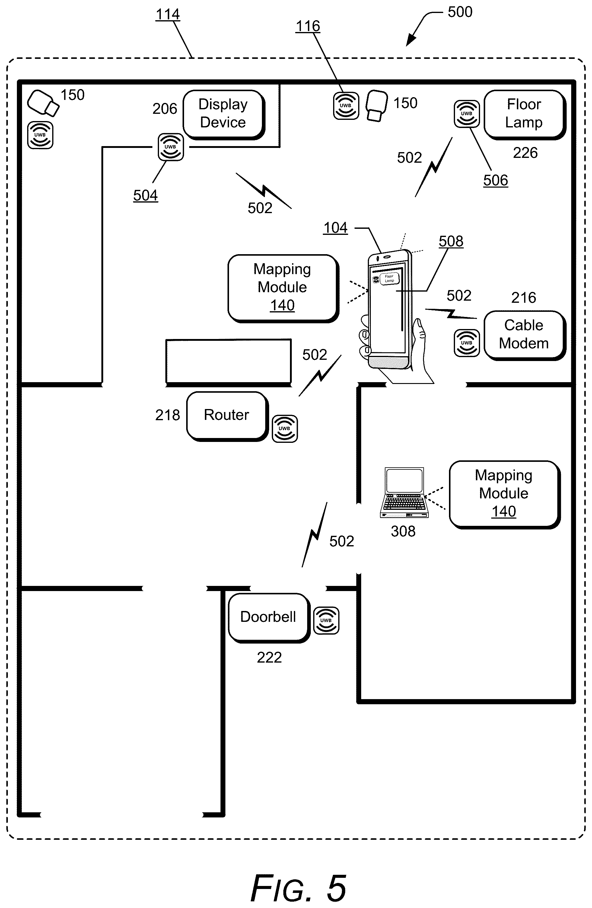 Patent US12445803 Figure 5 – Uwb automation experiences controller