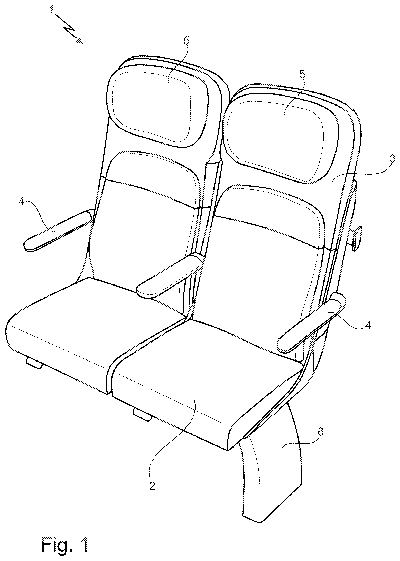 Patent US12448013 Figure 1 – Upholstery structure of a vehicle seat with spring elements