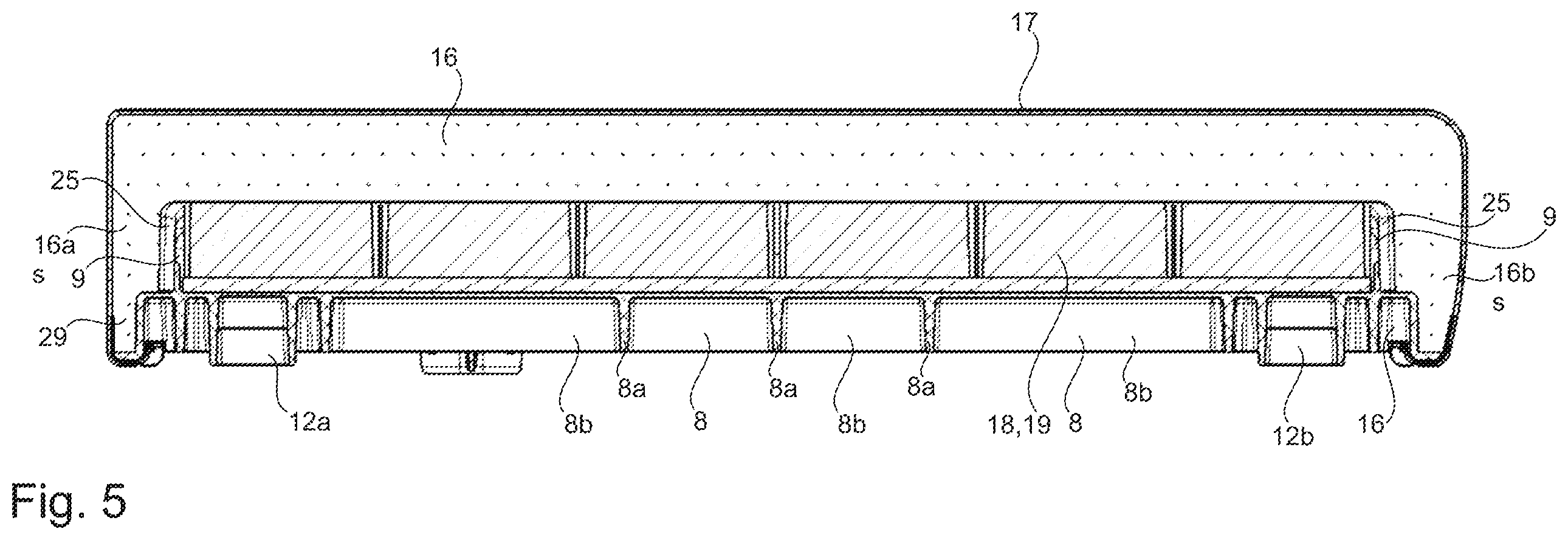 Patent US12448013 Figure 5 – Upholstery structure of a vehicle seat with spring elements