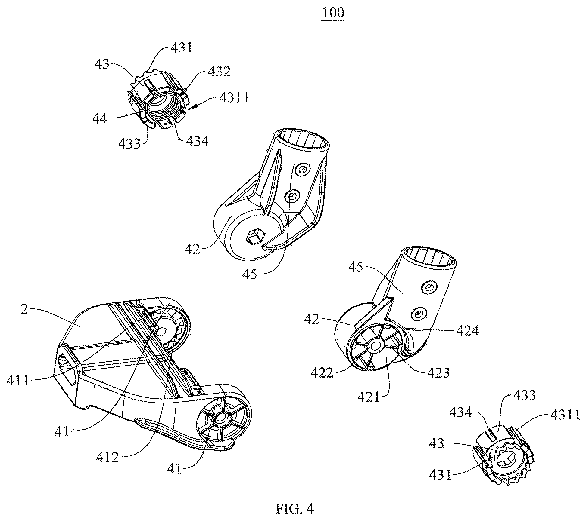 Patent US12448019 Figure 4 – Pull handle assembly and cart