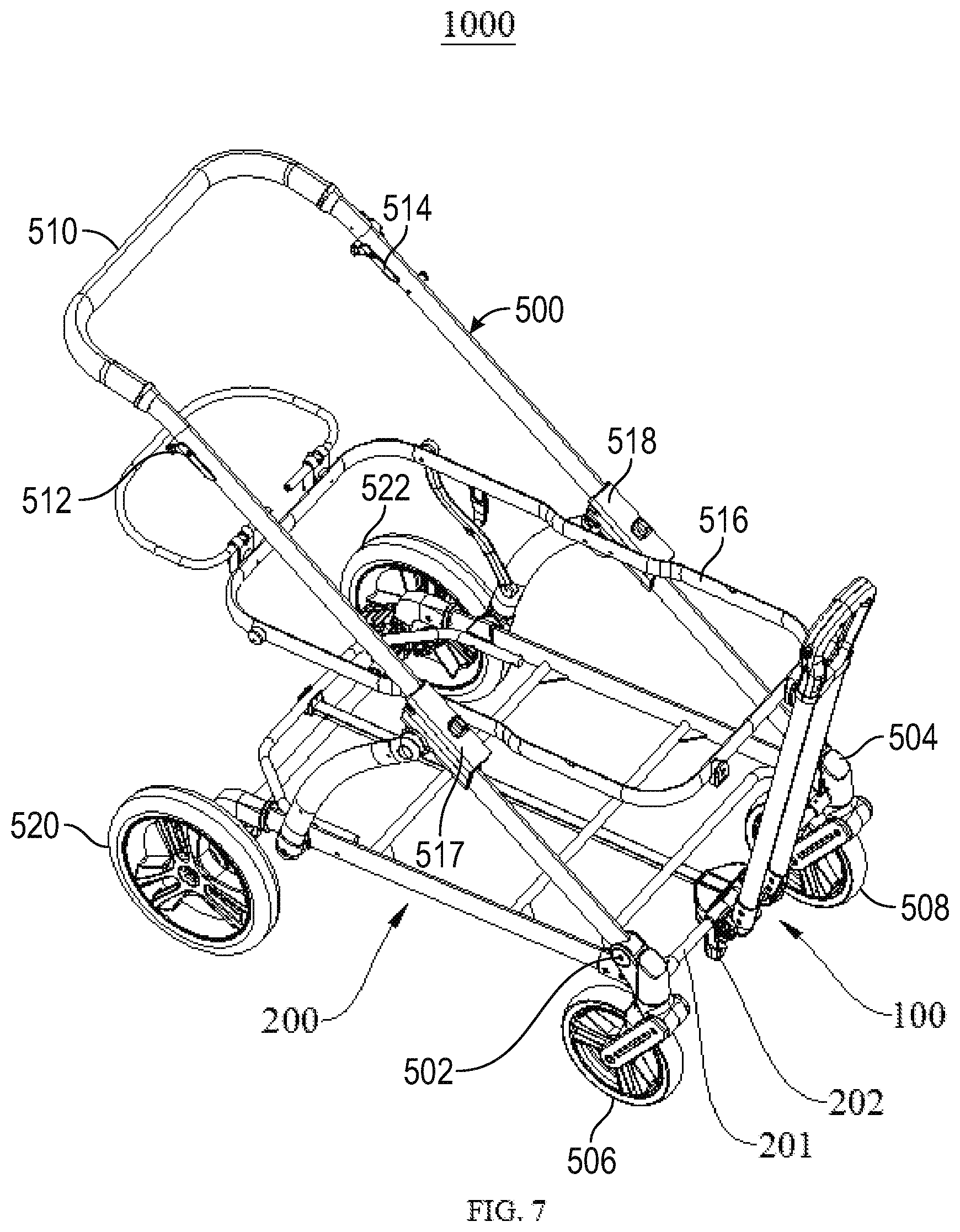 Patent US12448019 Figure 7 – Pull handle assembly and cart