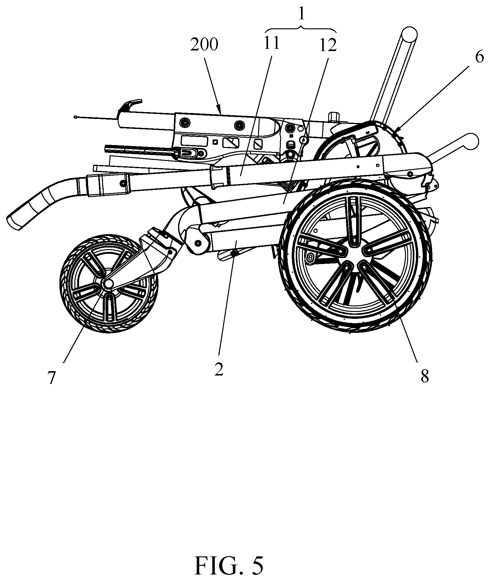 Patent US12448021 Figure 5 – Child stroller frame