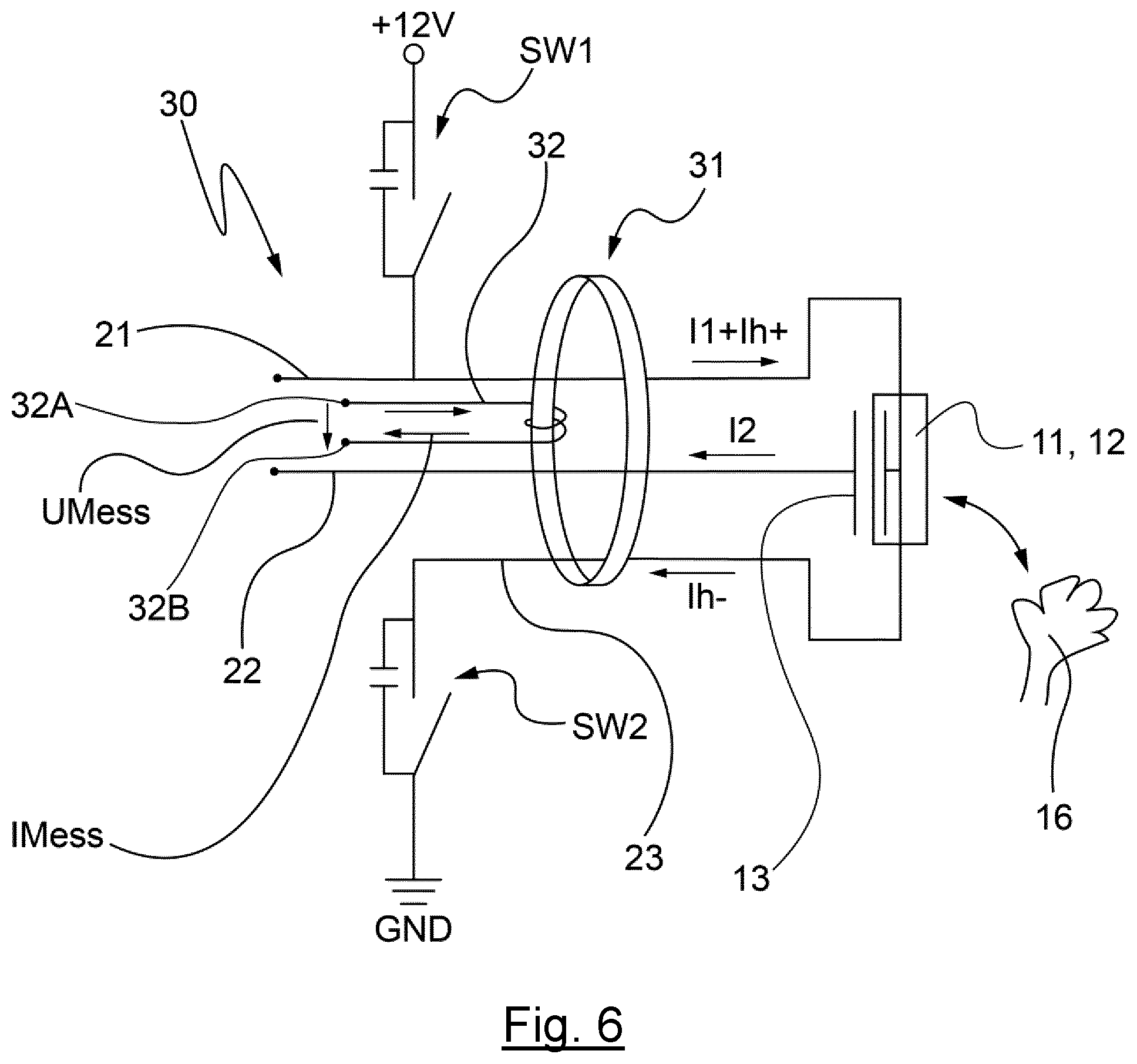 Patent US12448023 Figure 5 – Capacitive sensor device, steering wheel comprising a capacitive sensor device, method for operating a capacitive sensor device and/or a steering wheel, and vehicle comprising a capacitive sensor device