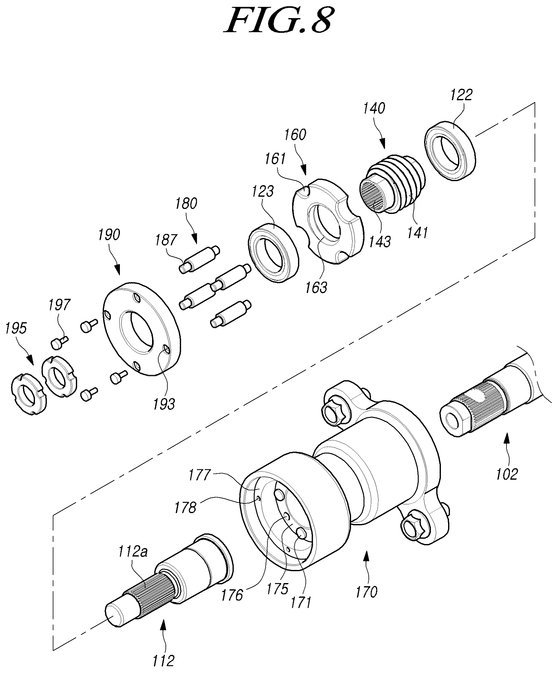 Patent US12448027 Figure 8 – Steer by wire type steering apparatus