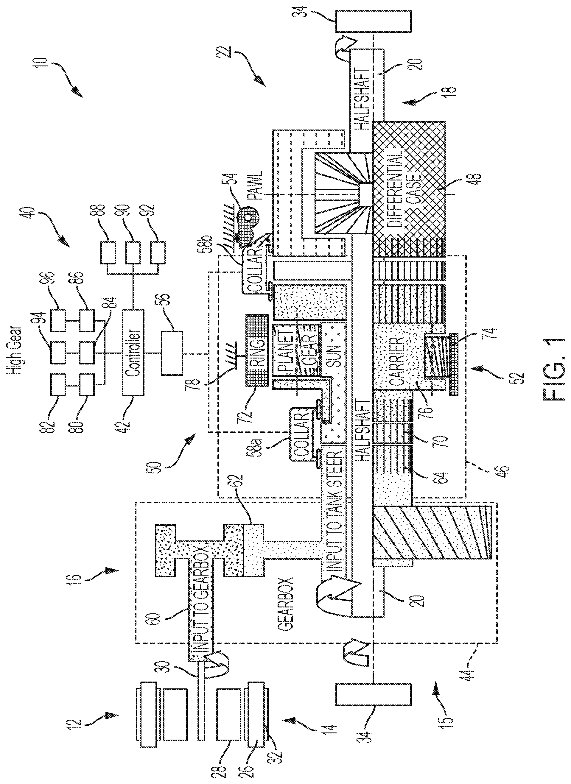 Patent US12448041 Figure 1 – Tank steer system for vehicle