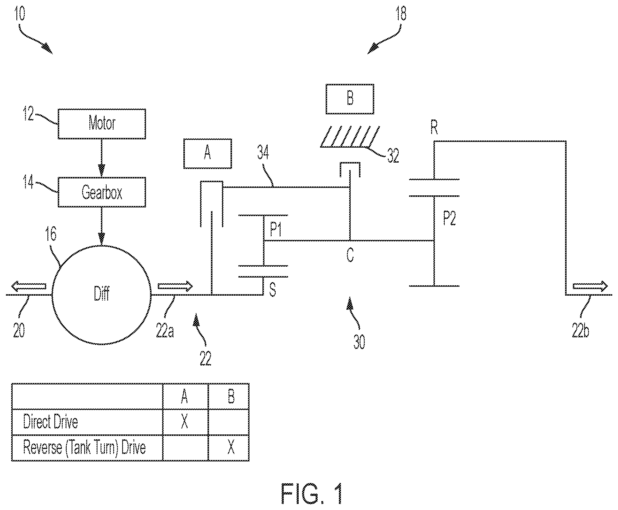 Patent US12448042 Figure 1 – Tank steer system for vehicle
