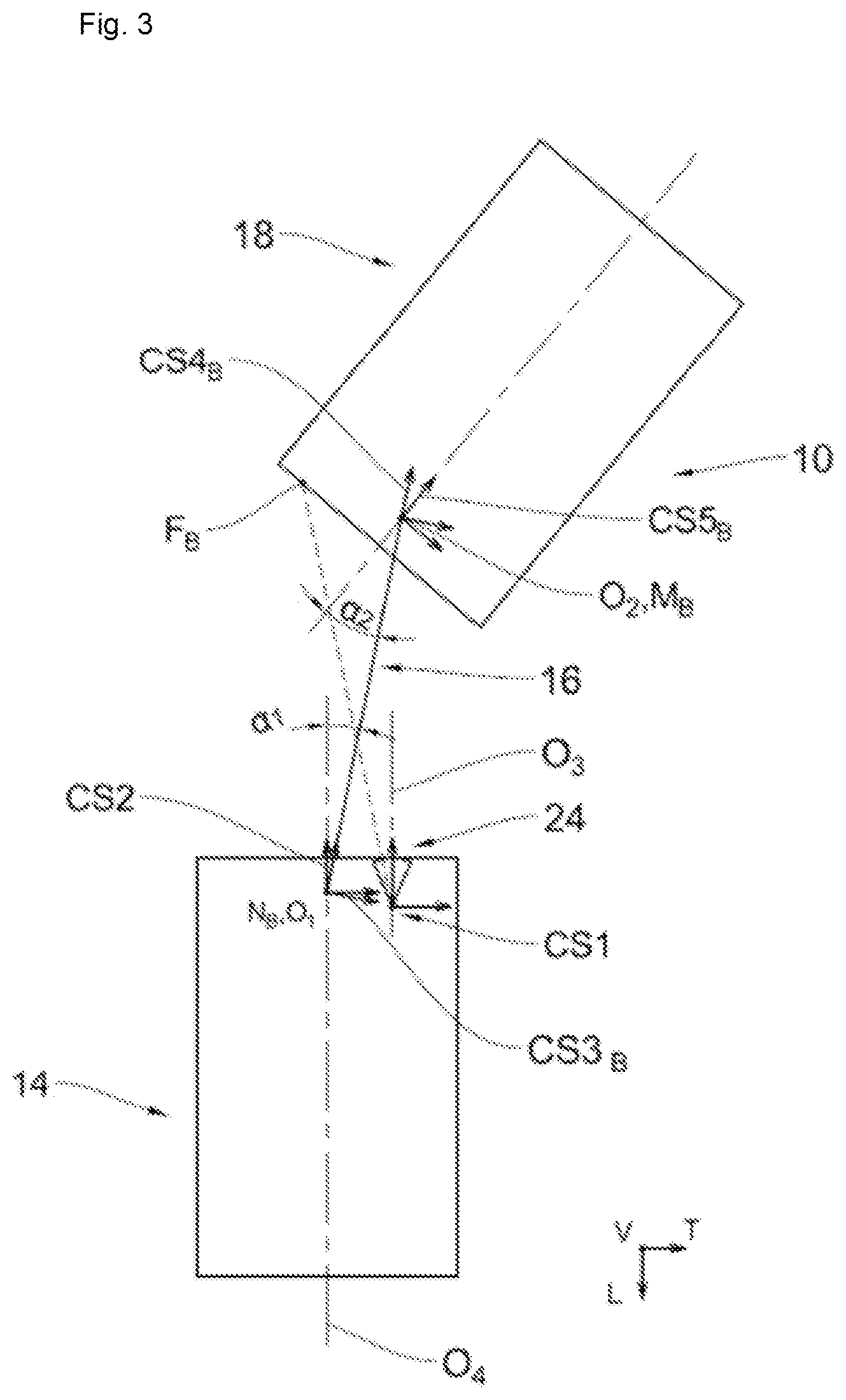 Patent US12448043 Figure 3 – Method for determining the angular position of a complex vehicle with two axes of rotation, and system configured to implement such a method
