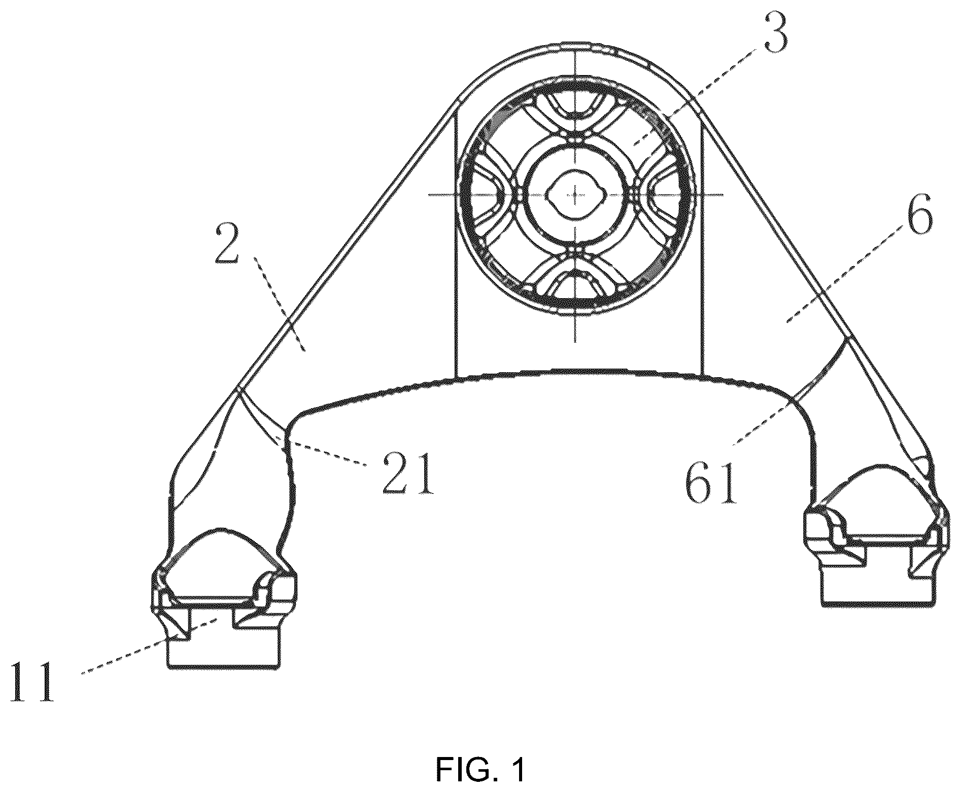 Patent US12448046 Figure 1 – Suspension support for improving collision performance, power assembly structure, and automobile