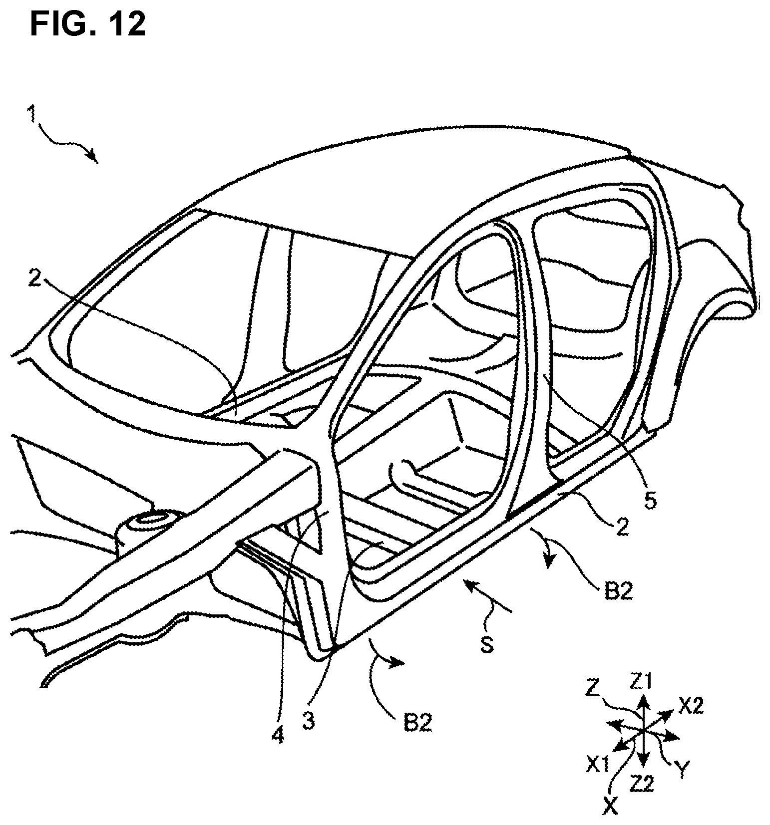 Patent US12448050 Figure 12 – Lower vehicle-body structure of vehicle