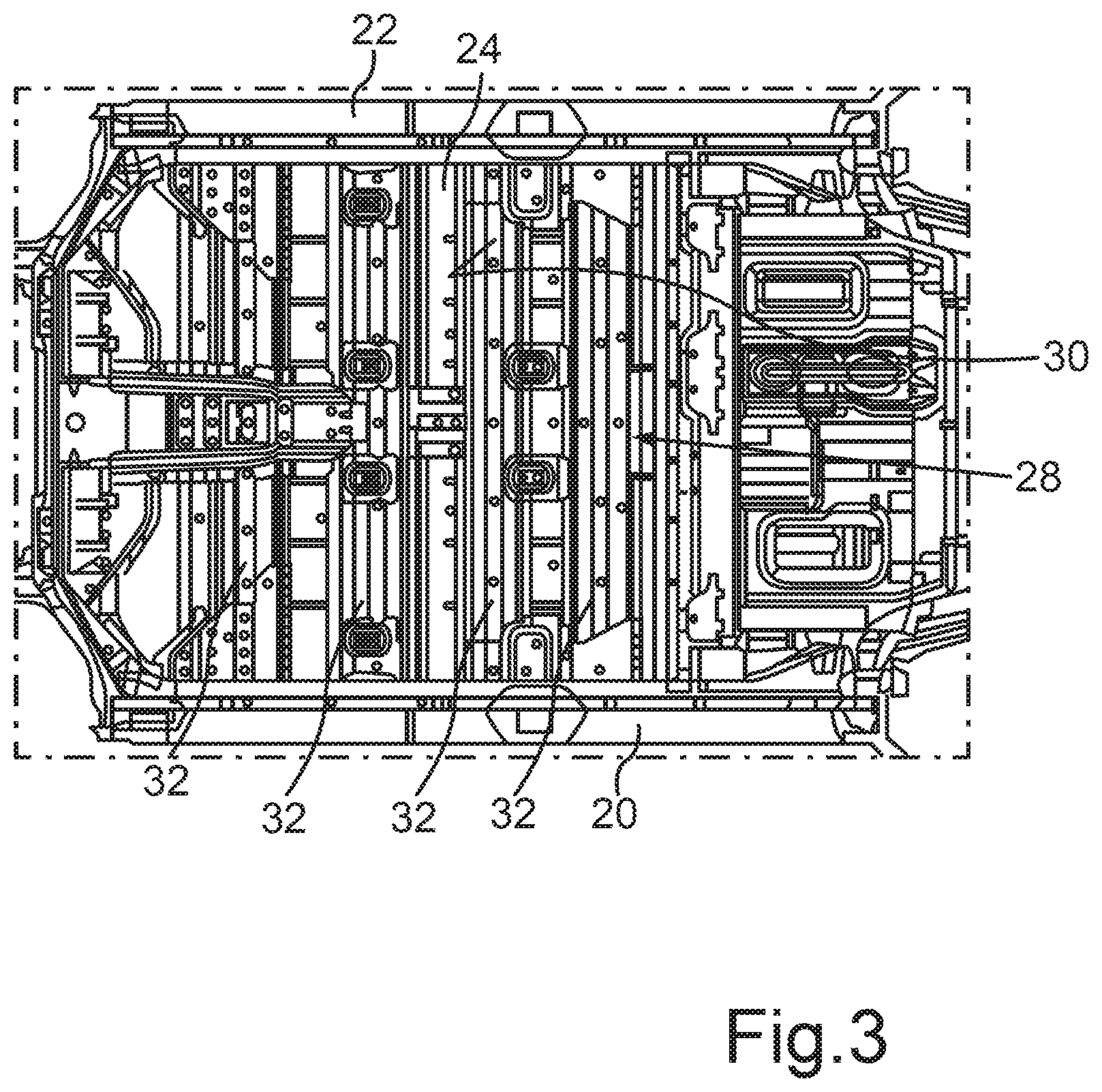 Patent US12448054 Figure 2 – Floor structure for a body of a vehicle, body for a vehicle, and vehicle