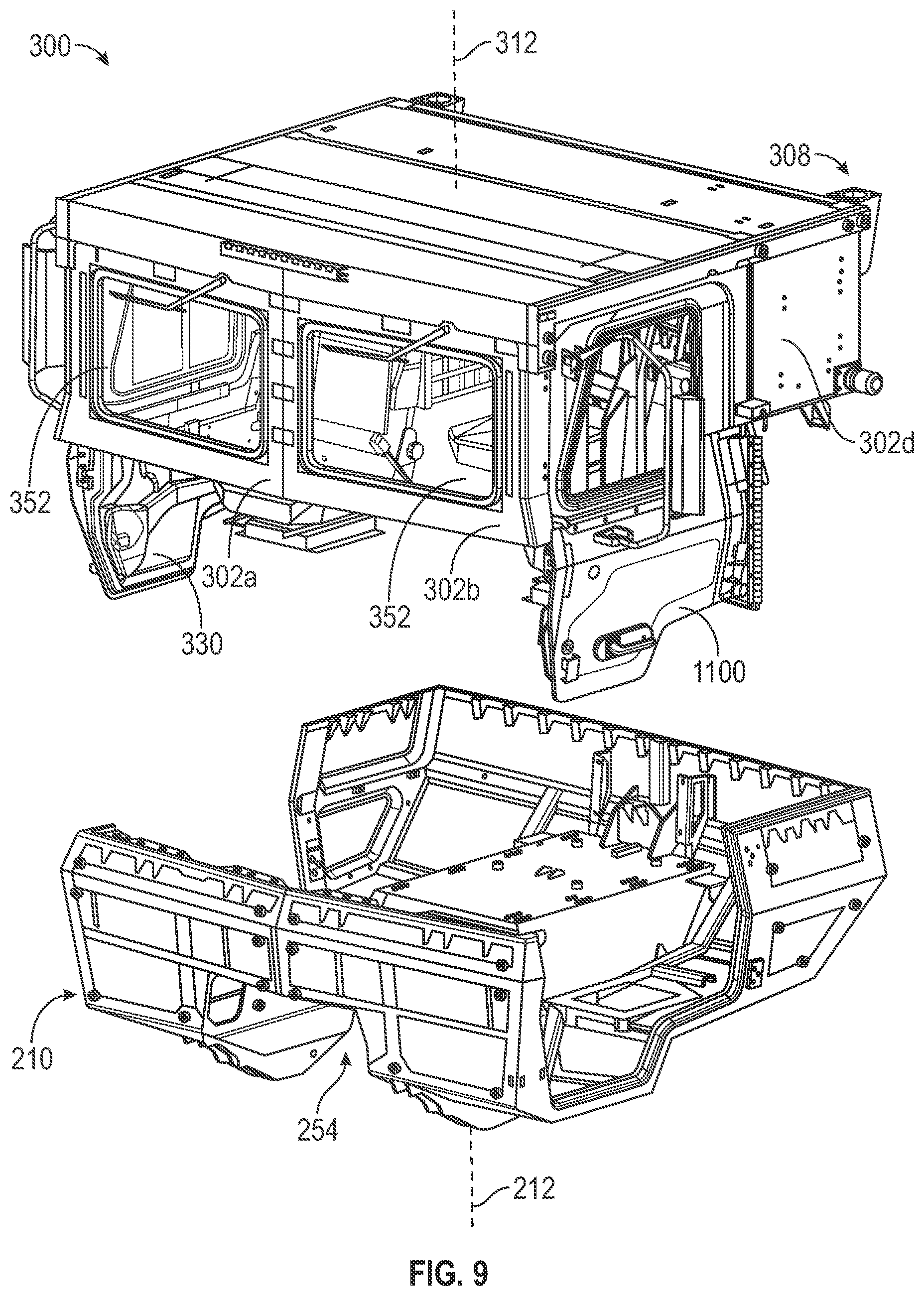 Patent US12448057 Figure 9 – Folding cabin assembly for low velocity air drop