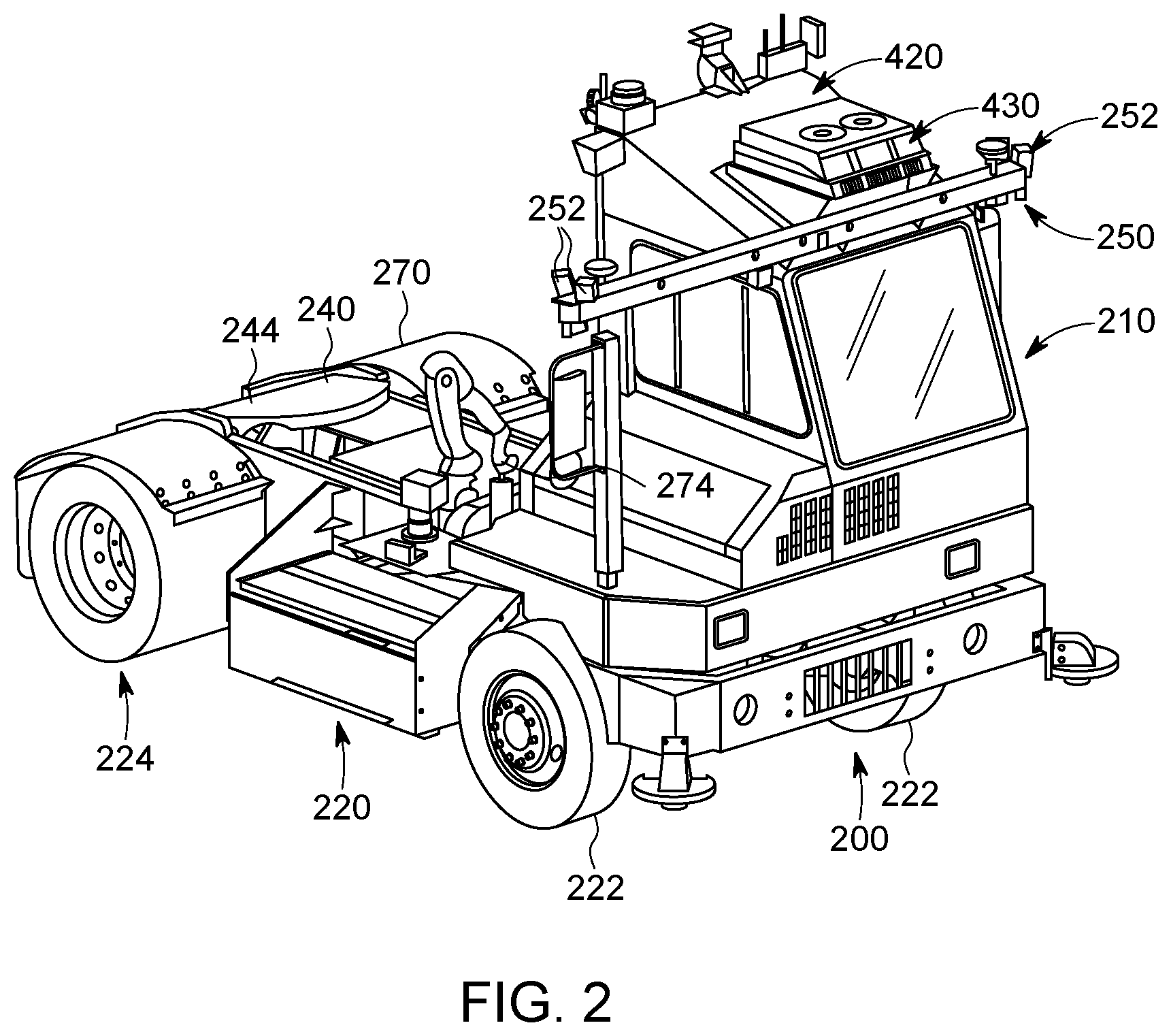 Patent US12448063 Figure 2 – Systems and methods for automated operation and handling of autonomous trucks and trailers hauled thereby