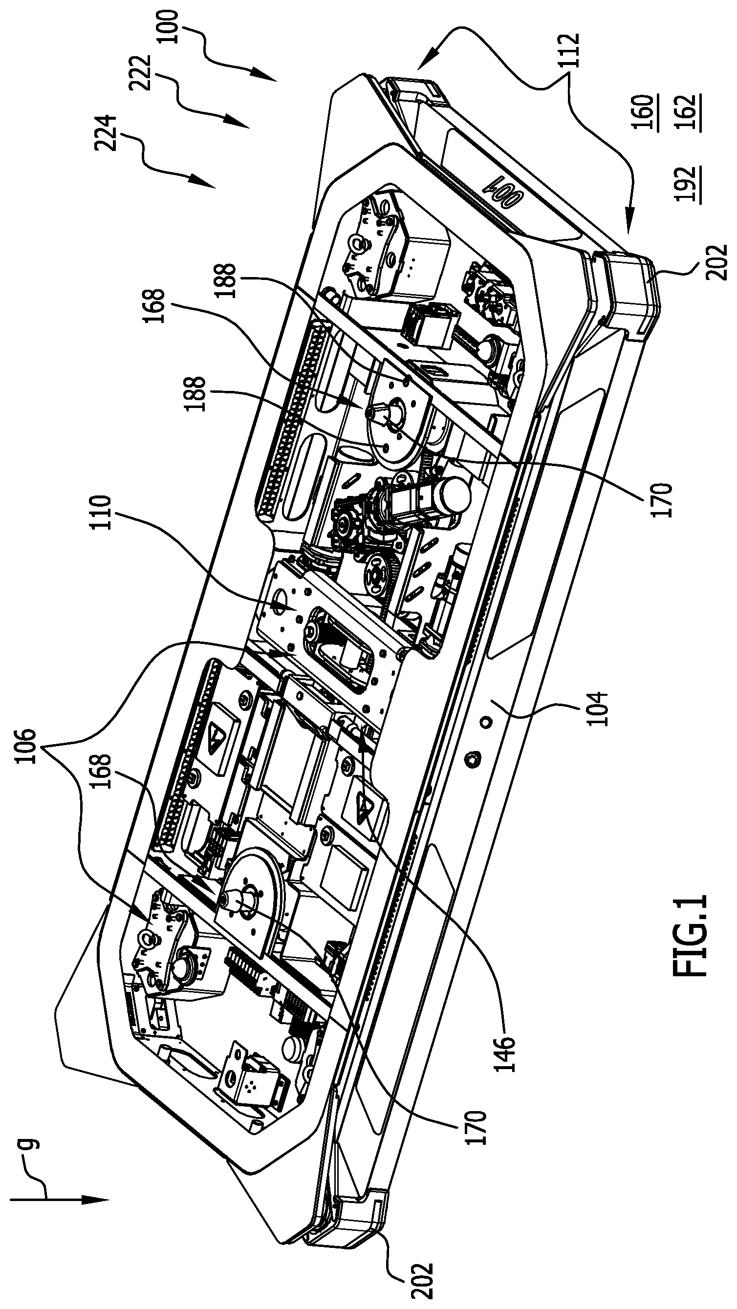 Patent US12448069 Figure 1 – Conveying device, processing installation, method for conveying and/or processing objects