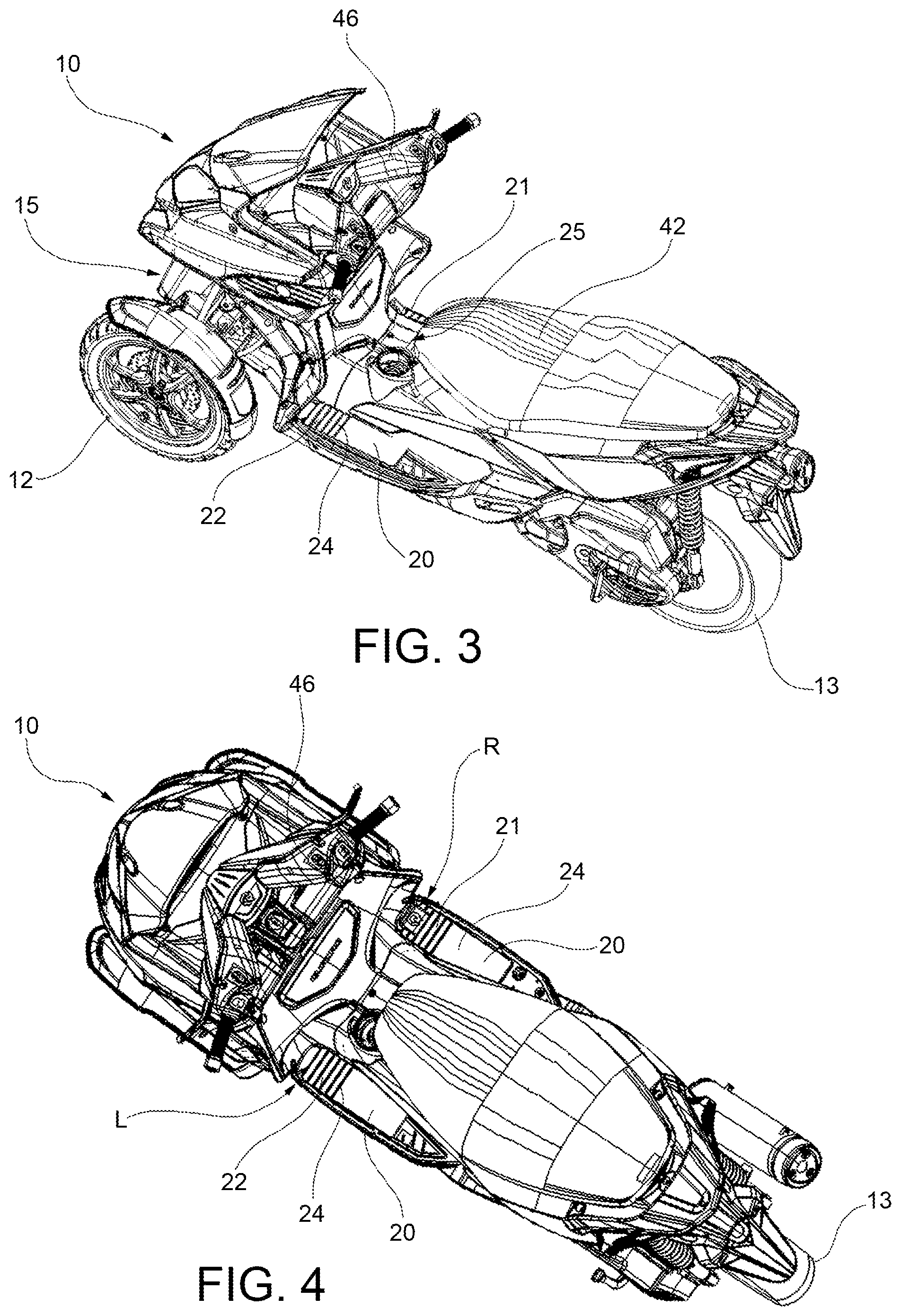 Patent US12448070 Figure 2 – Tilting vehicle with at least three wheels, a safety device, and a method