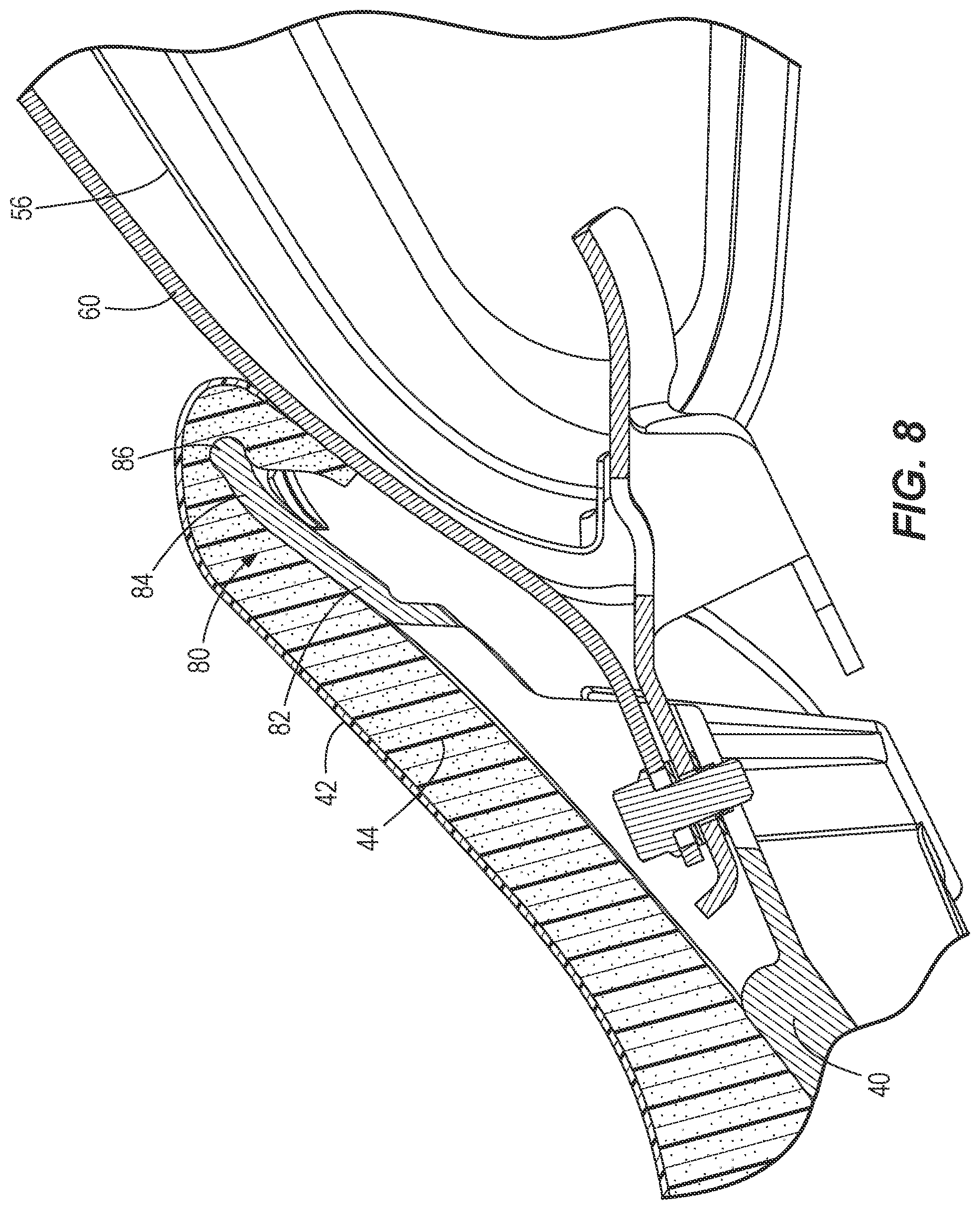 Patent US12448071 Figure 8 – Seat base with flexible fingers