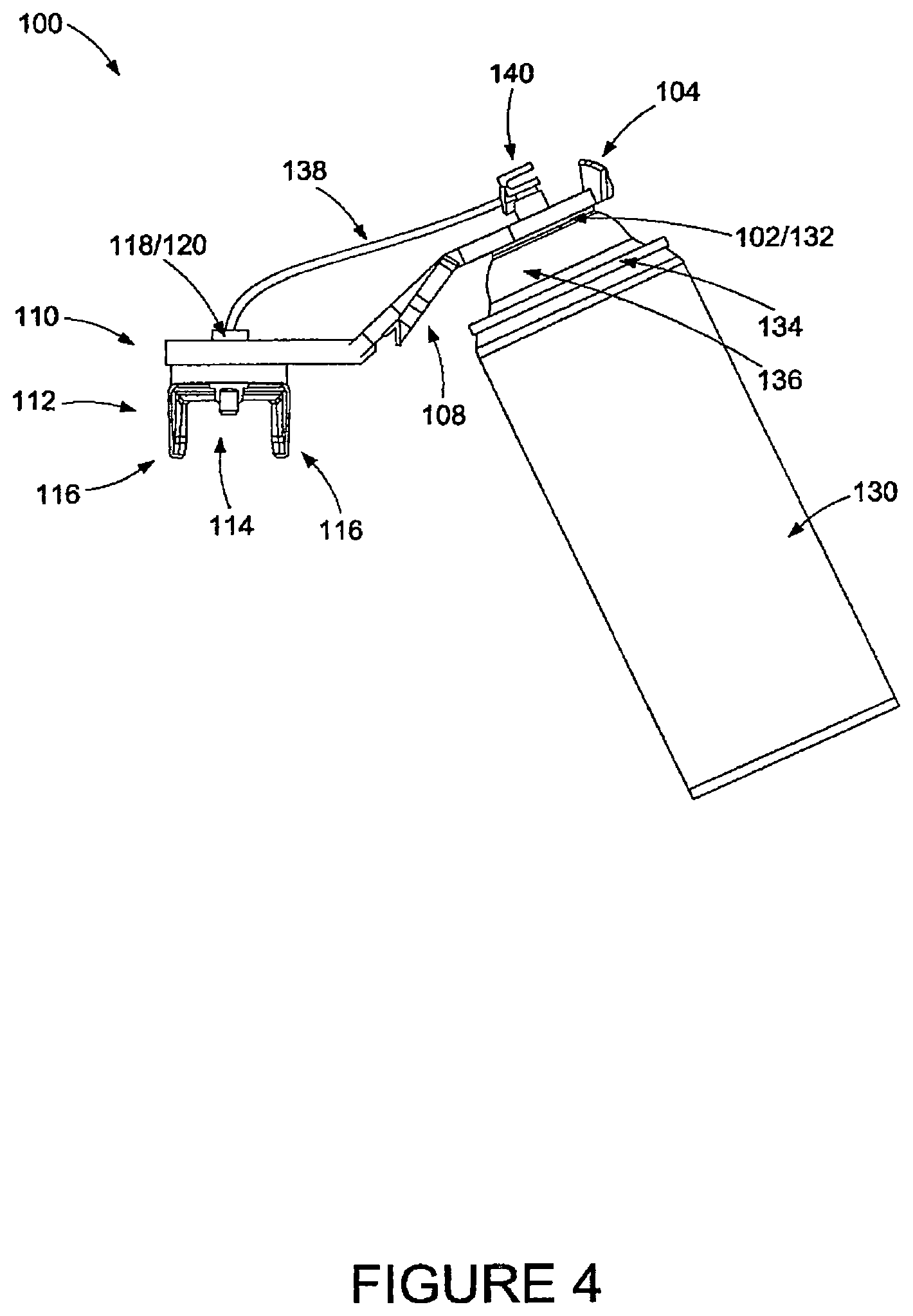 Patent US12448074 Figure 4 – Motorcycle chain oiling tool for aerosol lubrication
