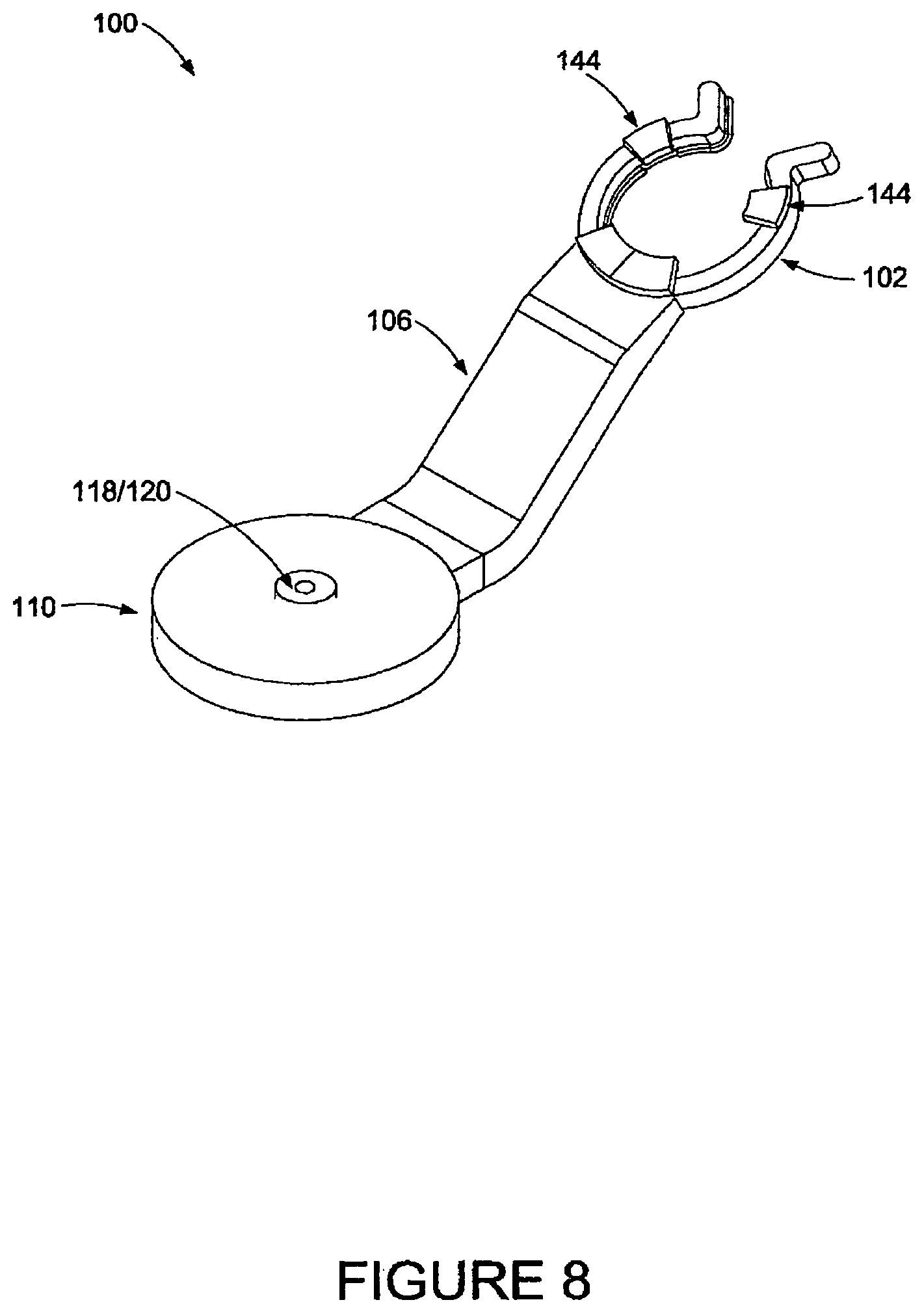 Patent US12448074 Figure 8 – Motorcycle chain oiling tool for aerosol lubrication