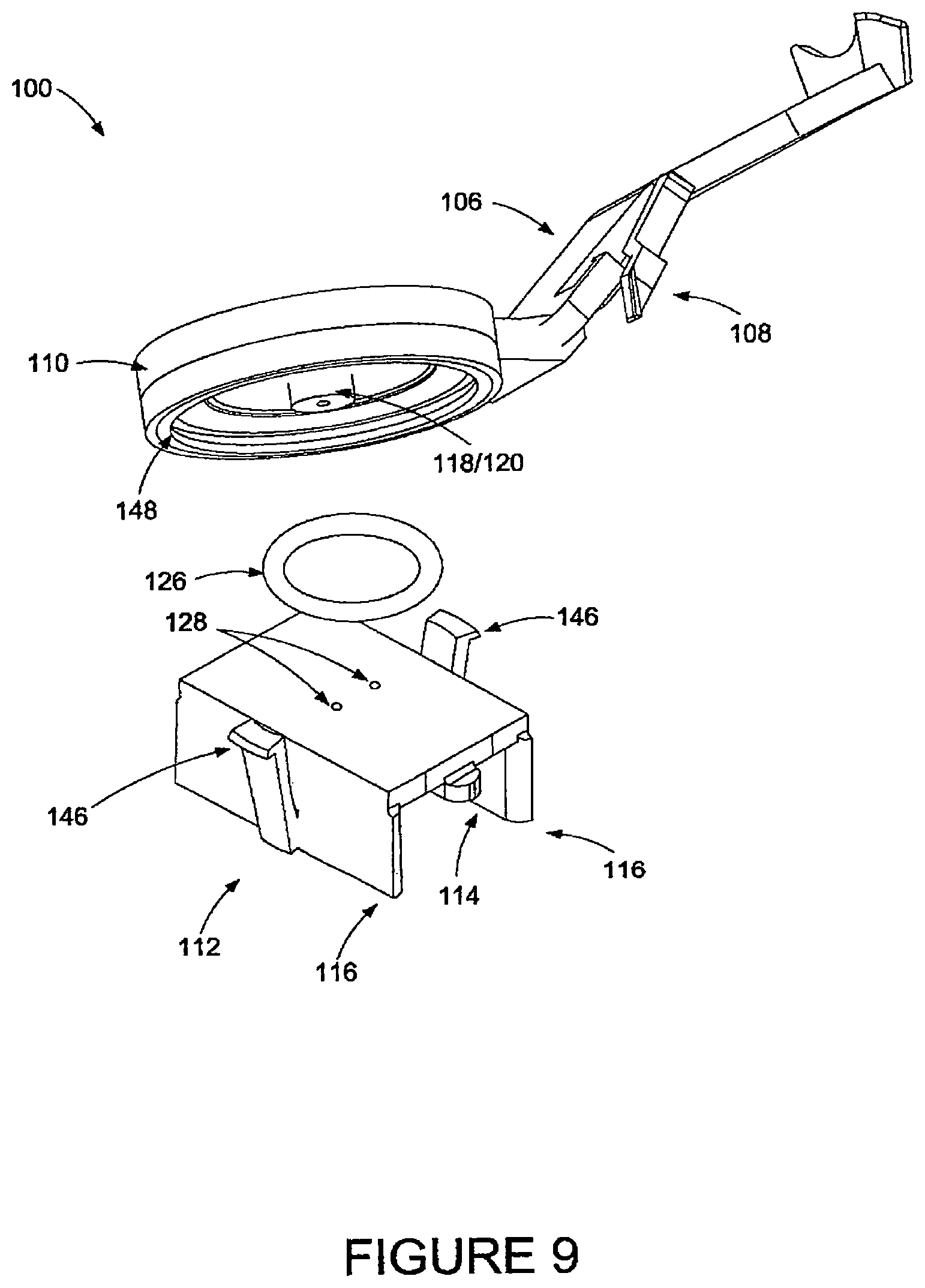 Patent US12448074 Figure 9 – Motorcycle chain oiling tool for aerosol lubrication