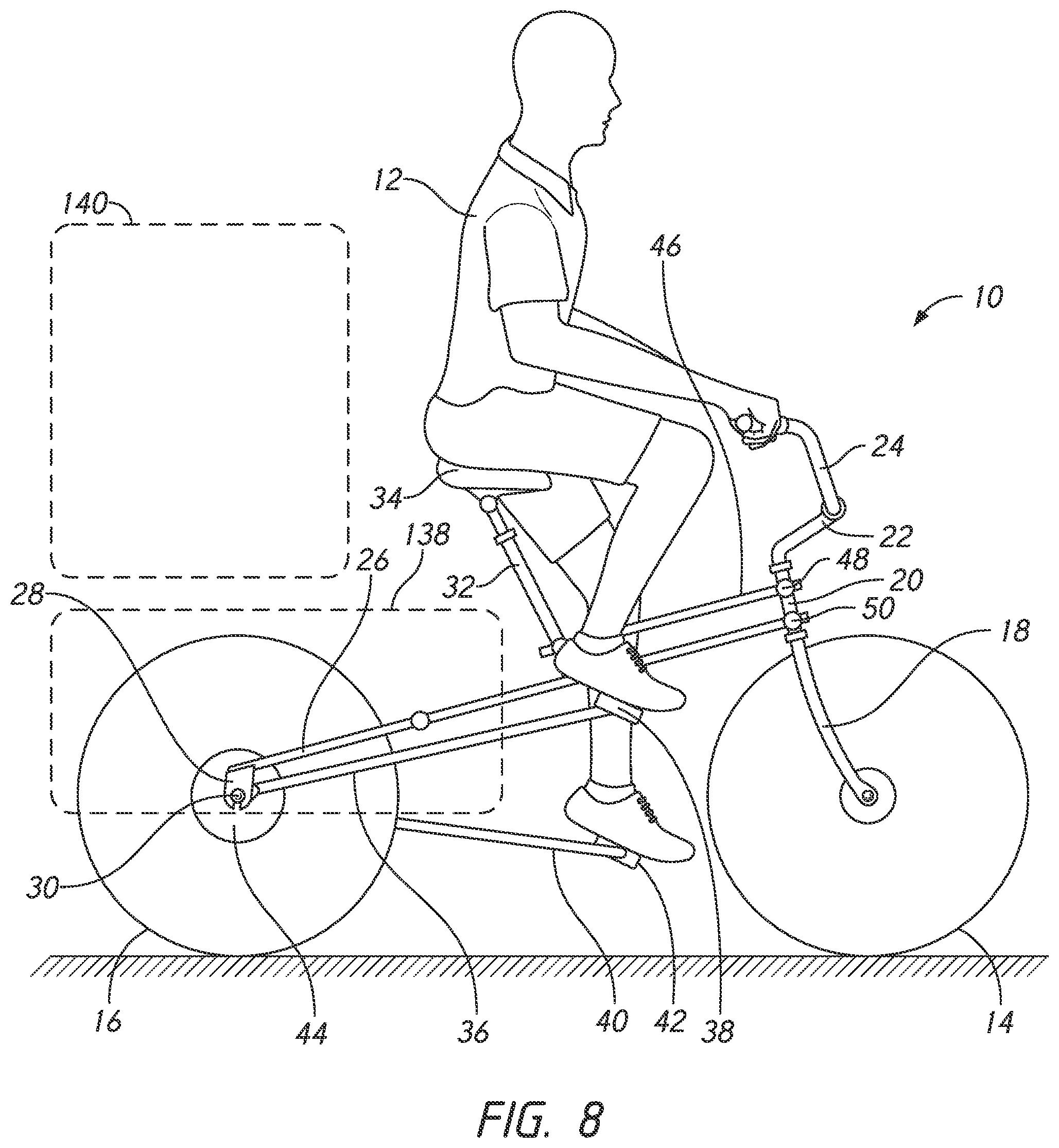 Patent US12448080 Figure 8 – Transmission for lever-driven cycle