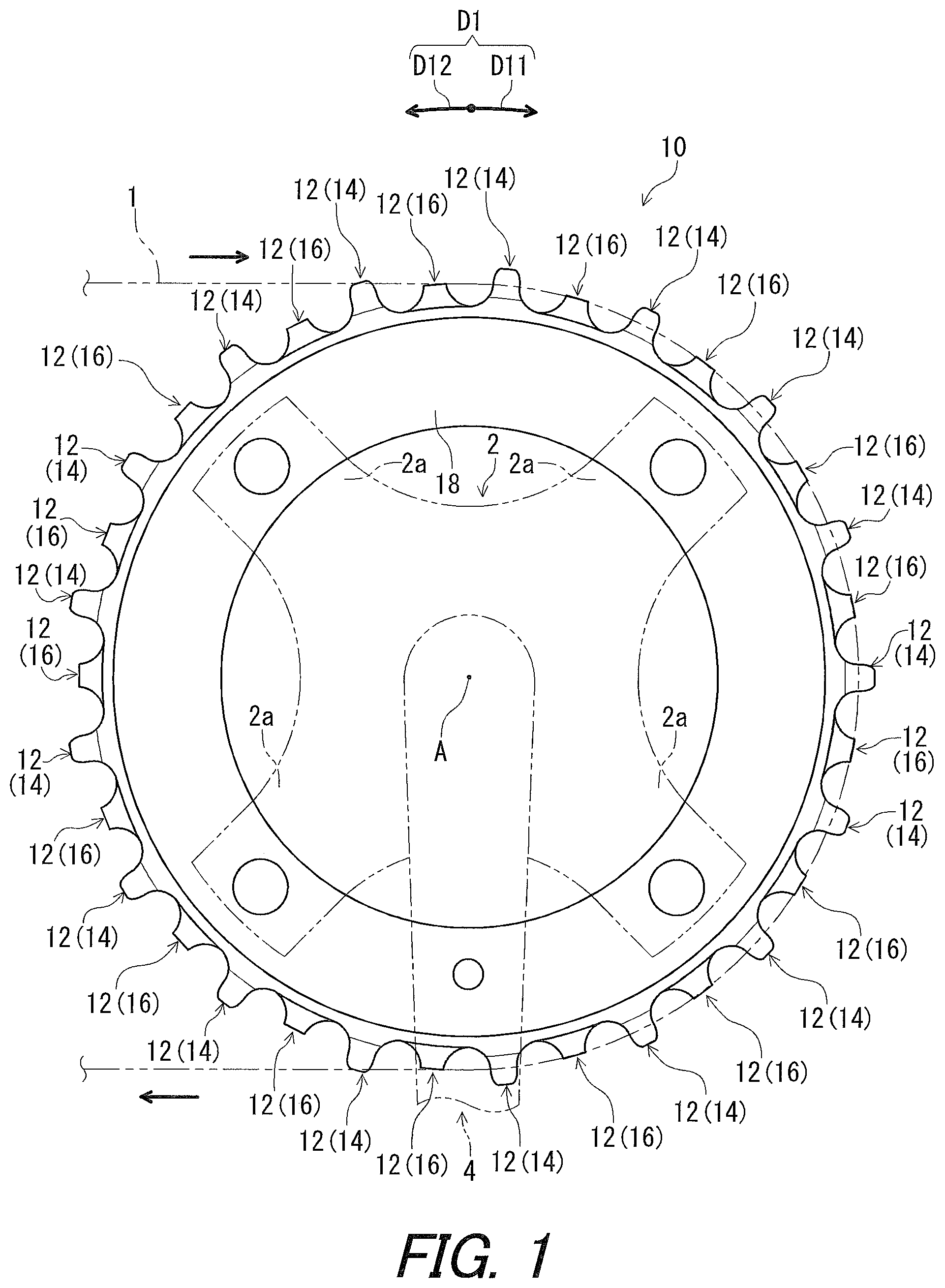 Patent US12448082 Figure 1 – Bicycle sprocket