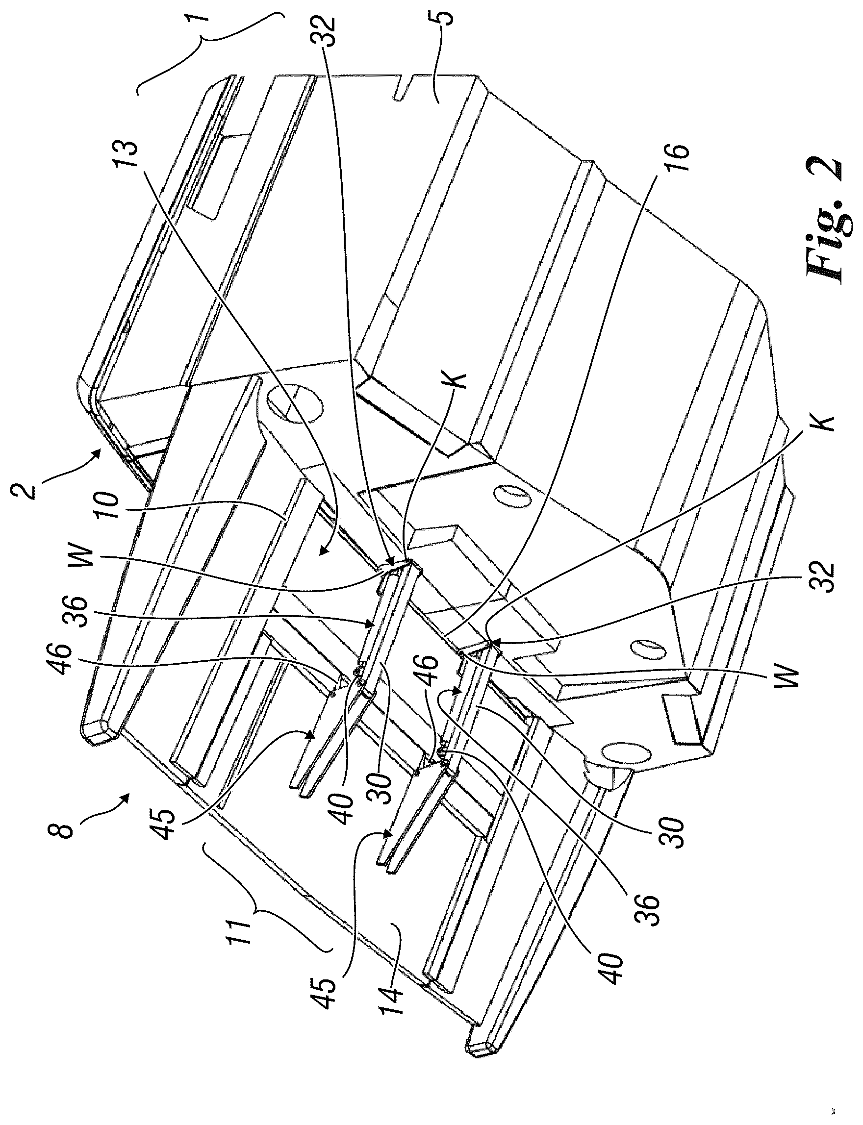 Patent US12448085 Figure 2 – Boat with movable stern platform and made of two parts