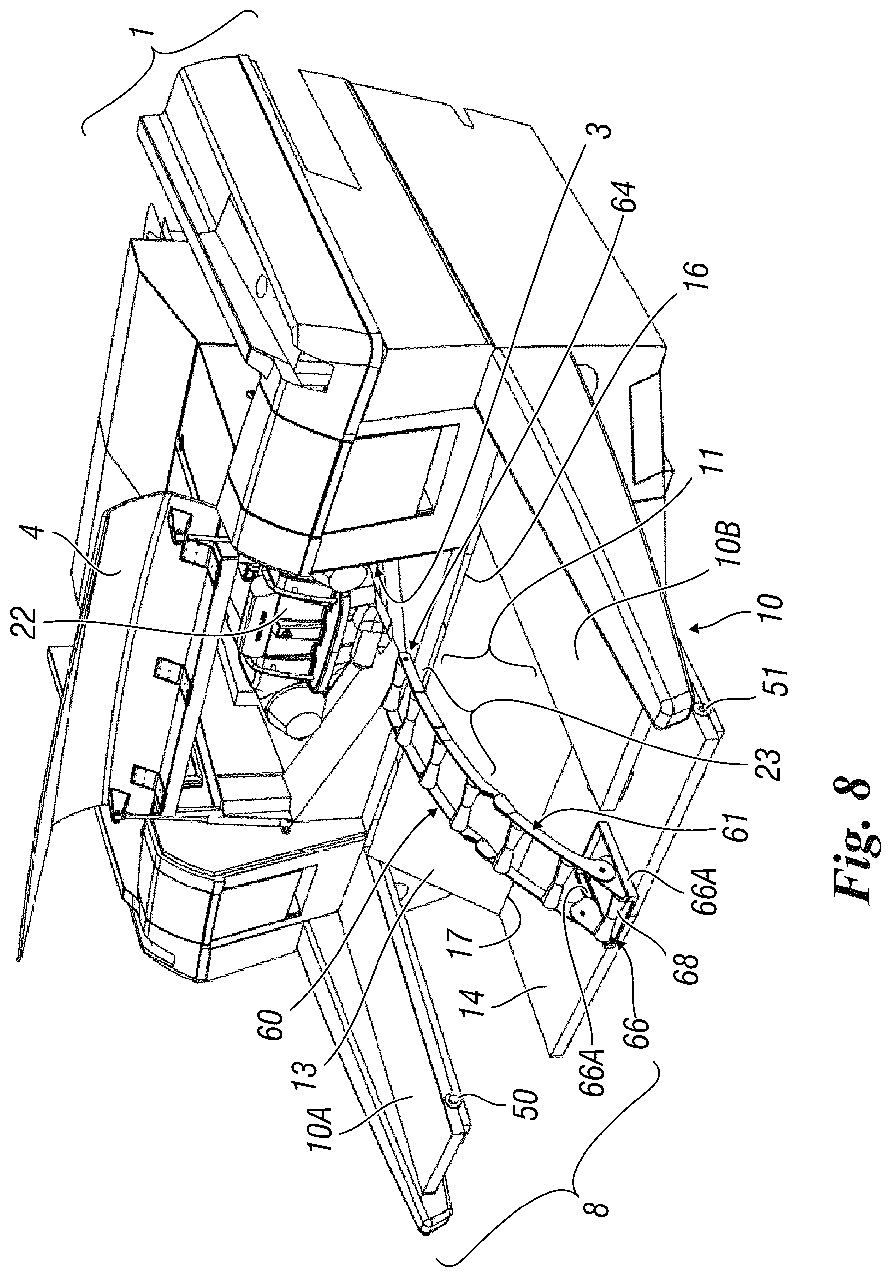 Patent US12448085 Figure 8 – Boat with movable stern platform and made of two parts