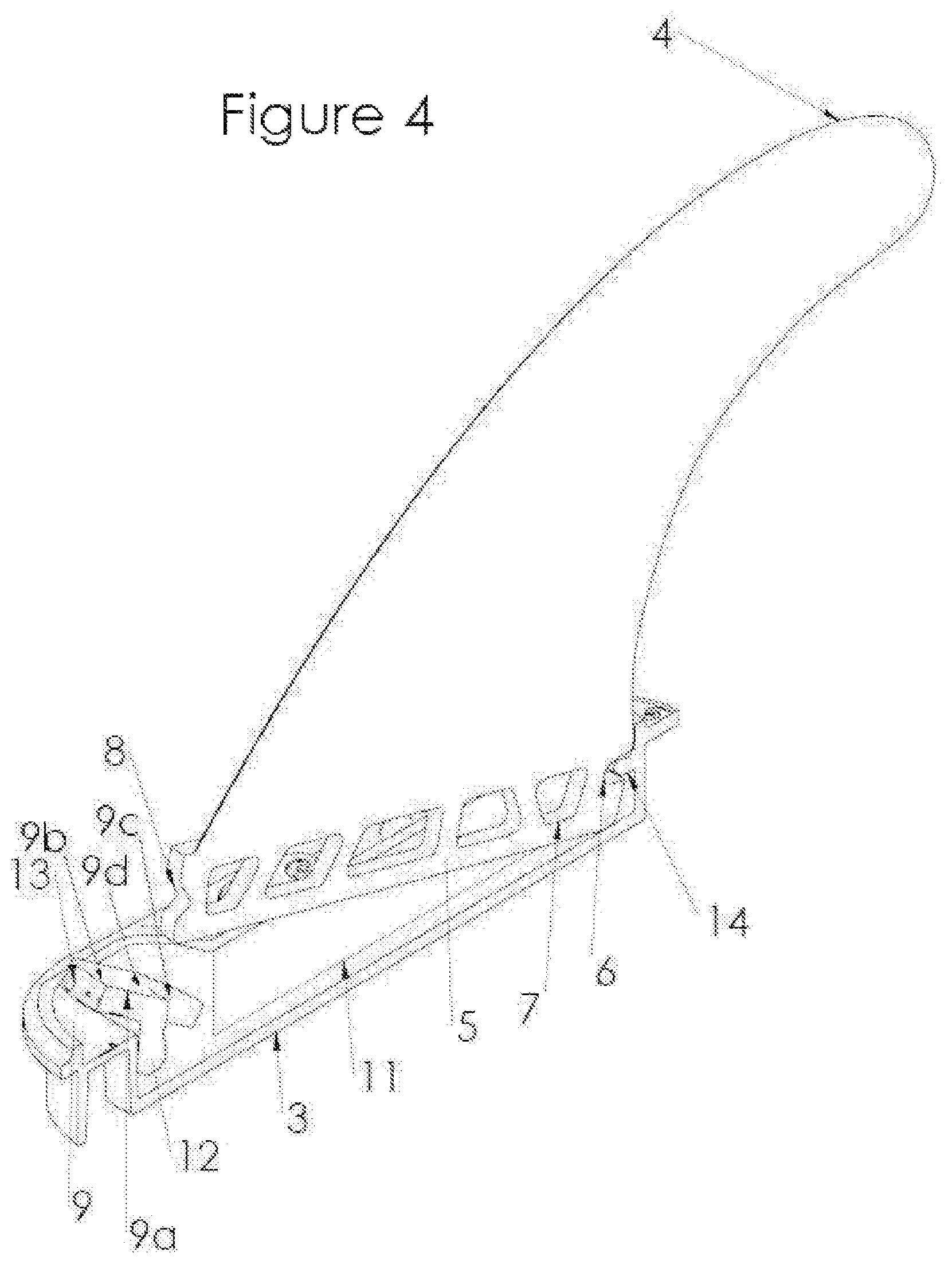 Patent US12448087 Figure 2 – Means for removably installing fins on a board for use in water sports