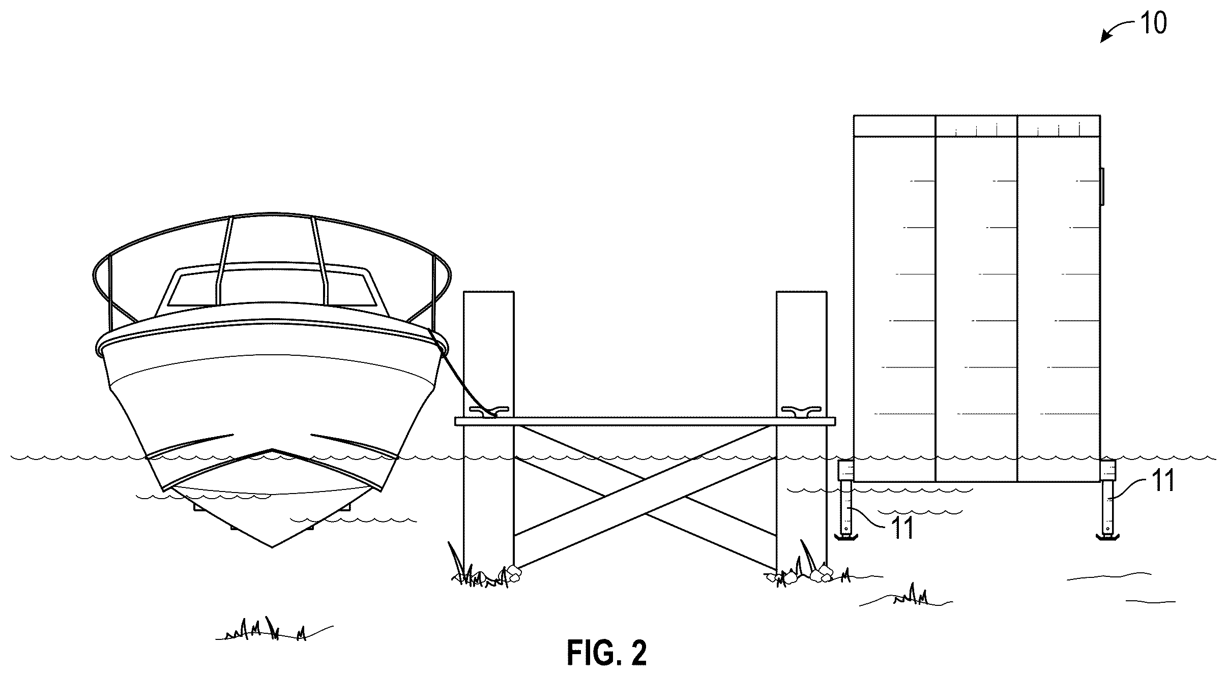 Patent US12448091 Figure 2 – Modular storage structure for positioning in a body of water