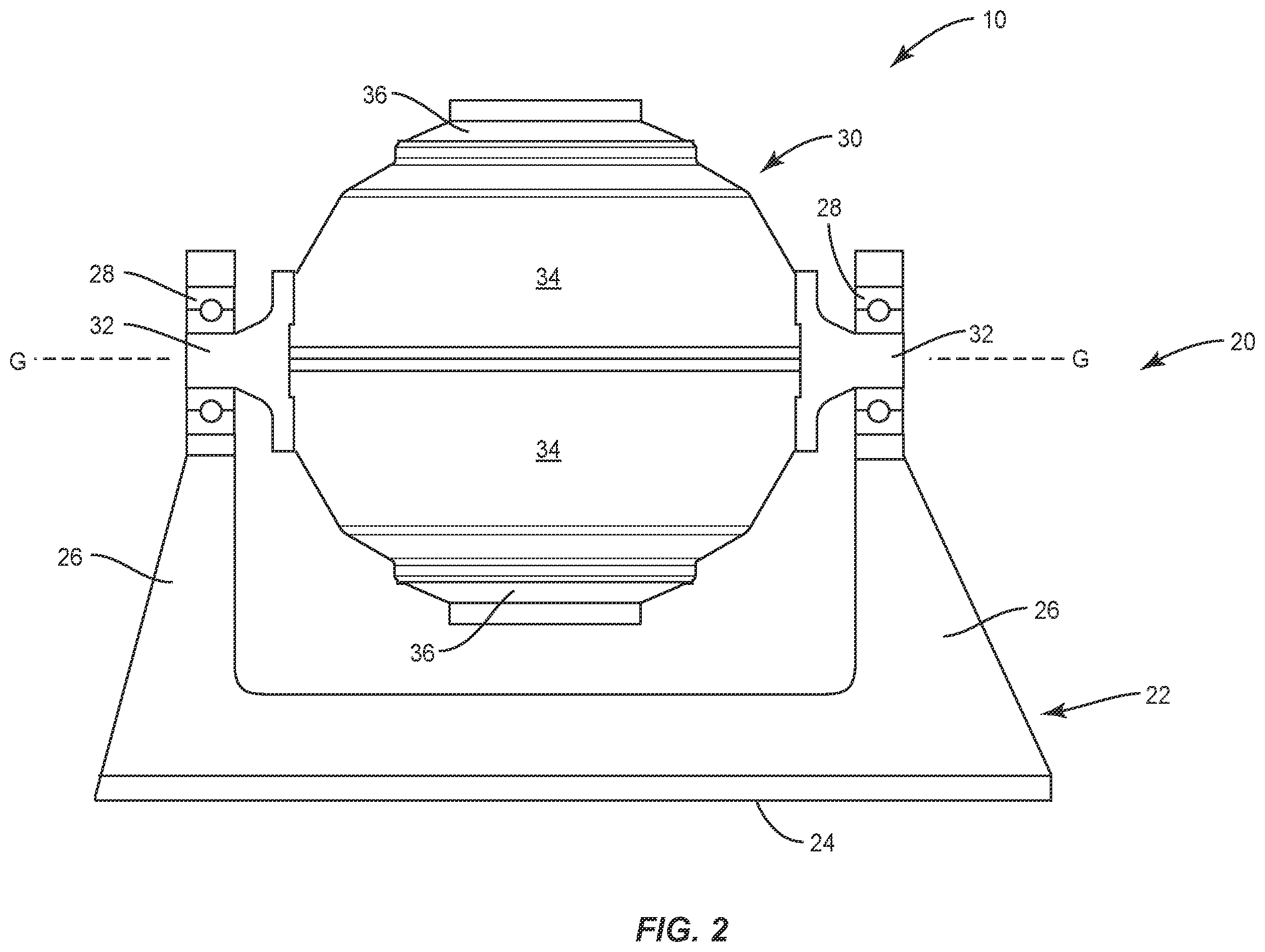 Patent US12448094 Figure 2 – Internal fluid reservoir for gyroscopic boat stabilizer