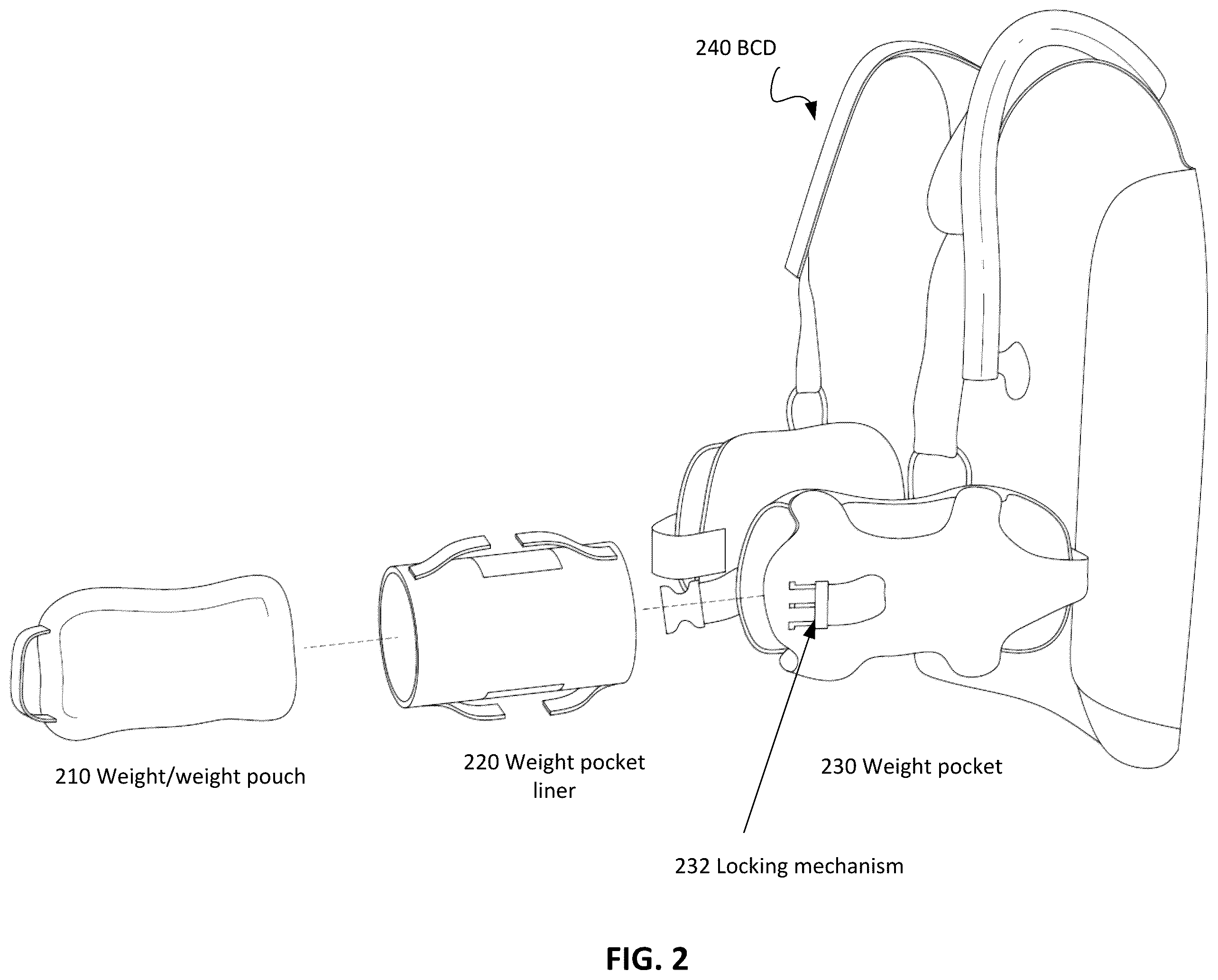 Patent US12448096 Figure 3 – Weight pocket liner for buoyancy control device (BCD)